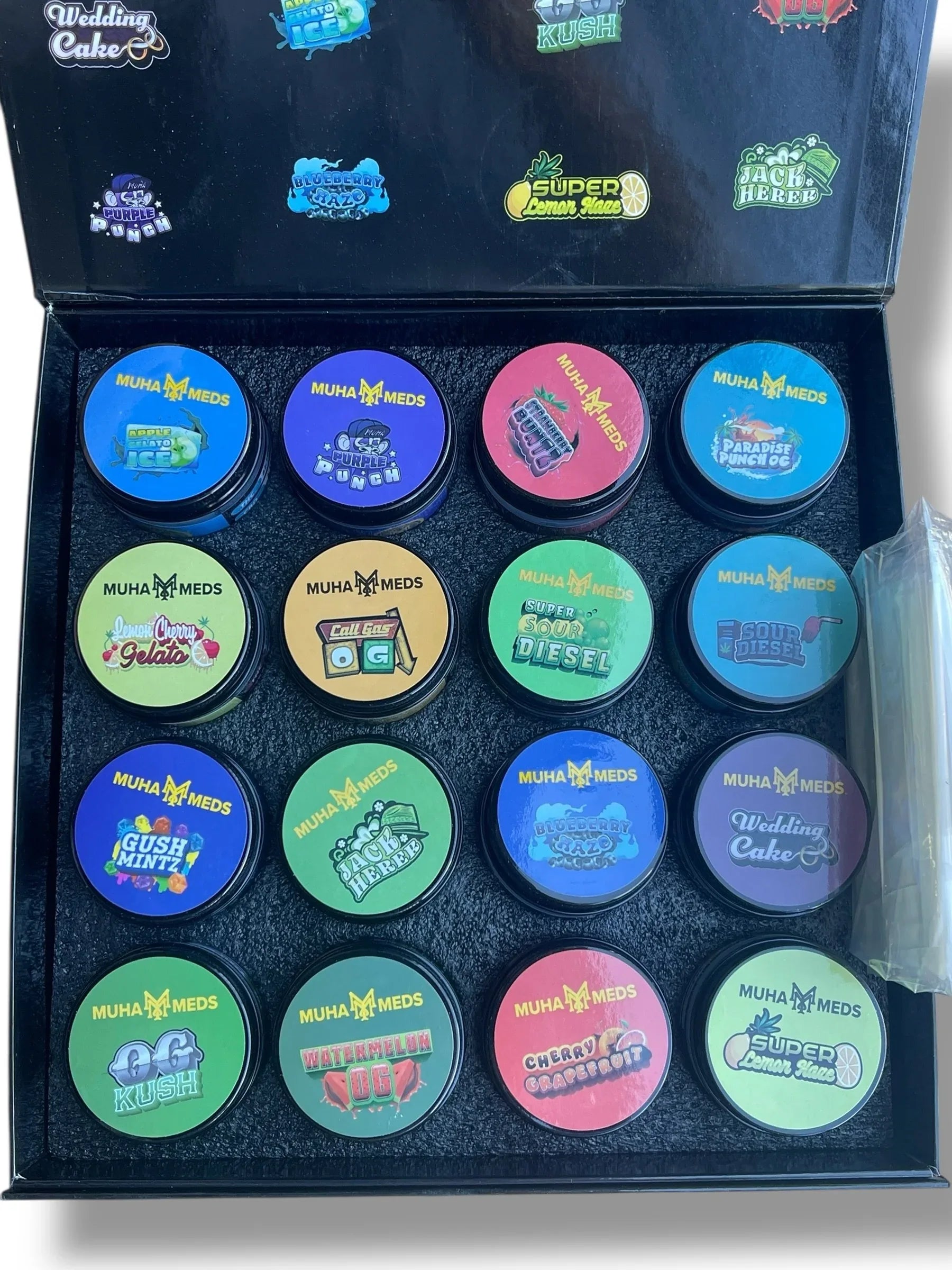 Muhameds Variety Pack 16-1oz Jars in a box Live Resin (wax) - Black Unicorn Hub