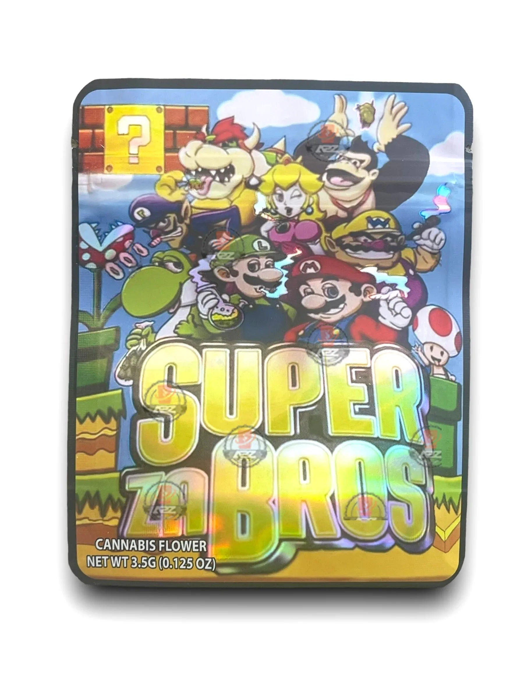 Super ZA Bros 3.5G Mylar Bags Holographic Mario Brothers - Black Unicorn Hub