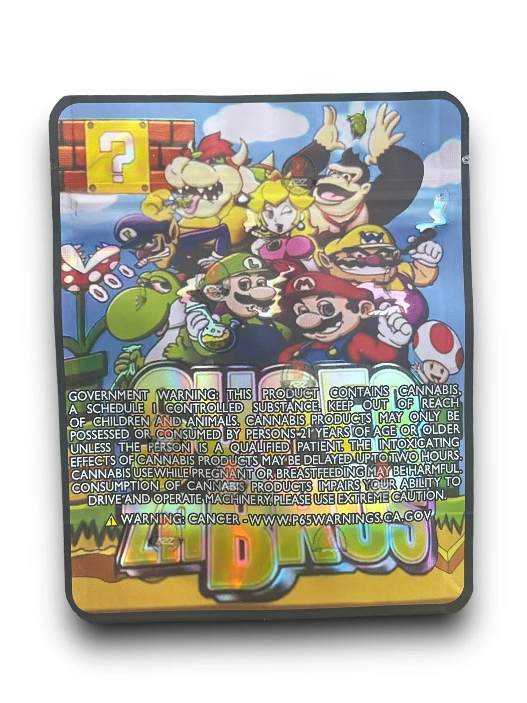 Super ZA Bros 3.5G Mylar Bags Holographic Mario Brothers - Black Unicorn Hub