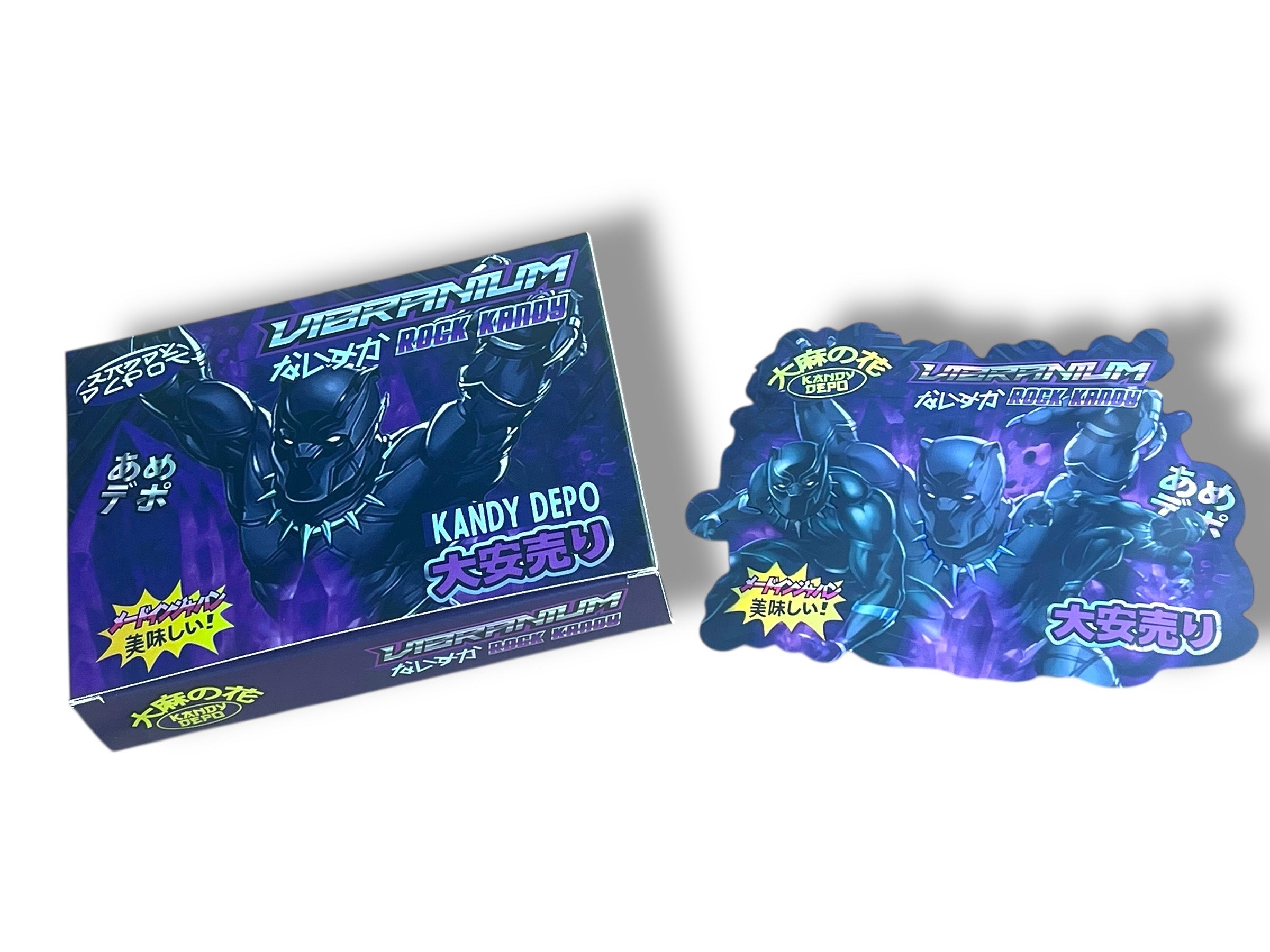 Kandy Depo Black Panther Mylar Bags with Boxes 3.5g Box Packaging