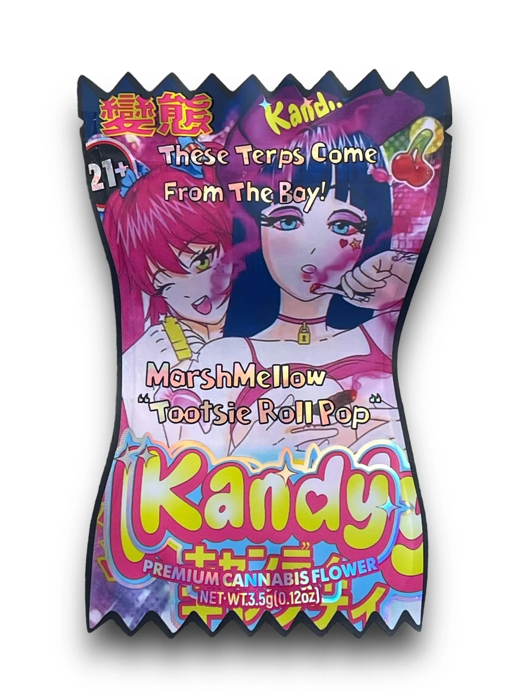 Kandy Marshmellow Tootsie Roll Pop 3.5G Mylar Bags Holographic cut out - Black Unicorn Hub