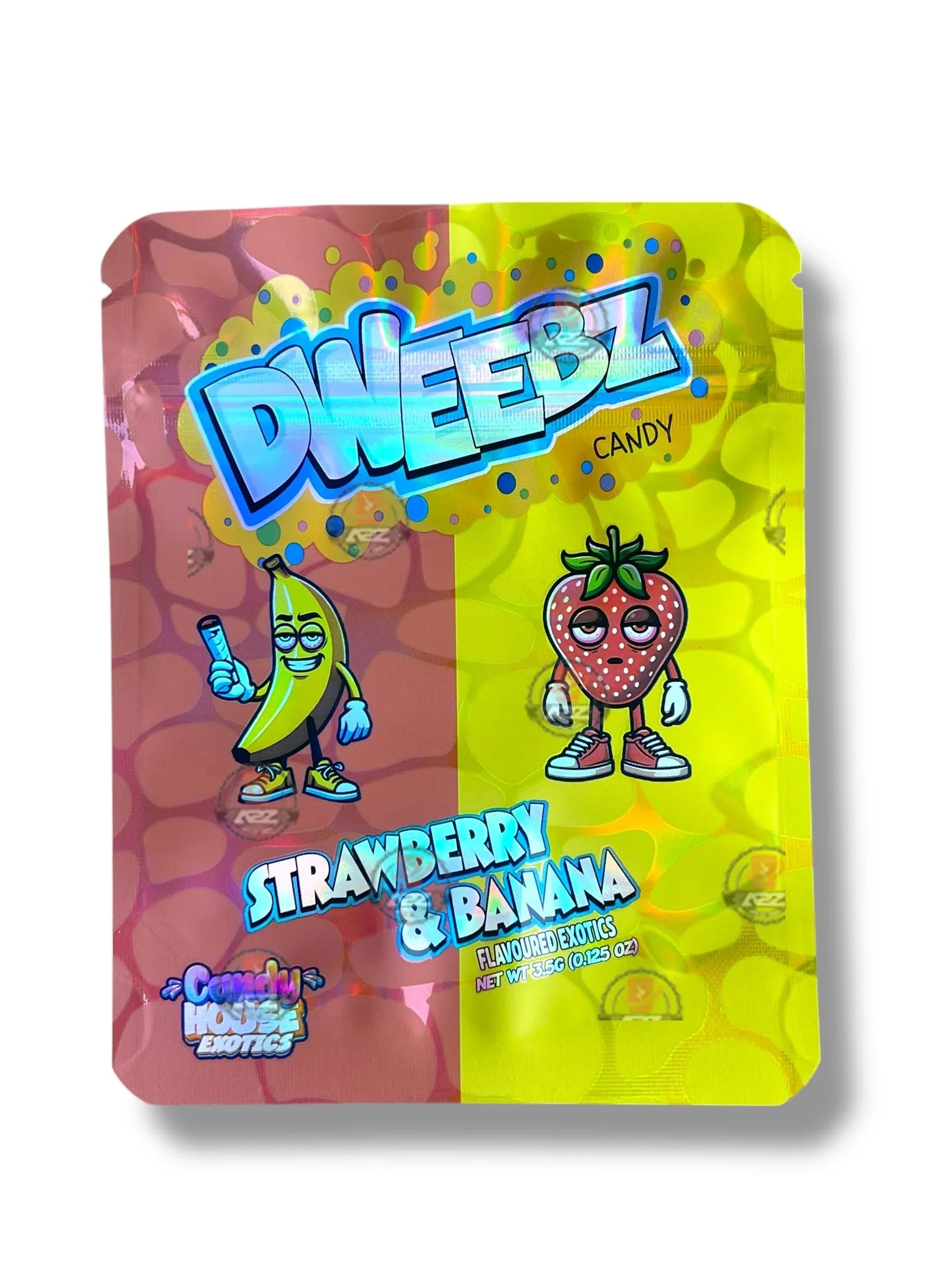 Dweebz Candy Strawberry & Banana Mylar Bag 3.5g shape bag - Black Unicorn Hub