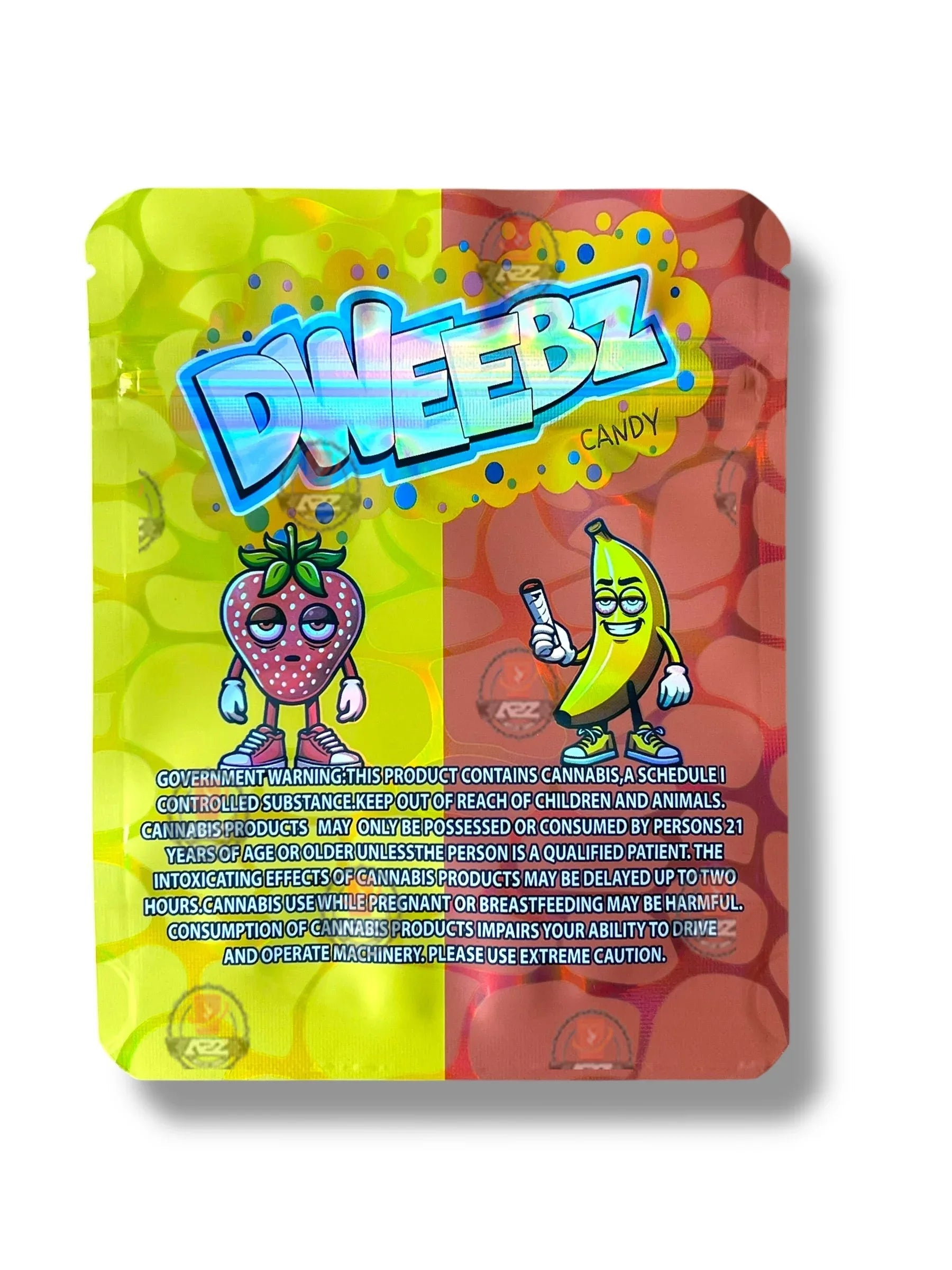 Dweebz Candy Strawberry & Banana Mylar Bag 3.5g shape bag - Black Unicorn Hub