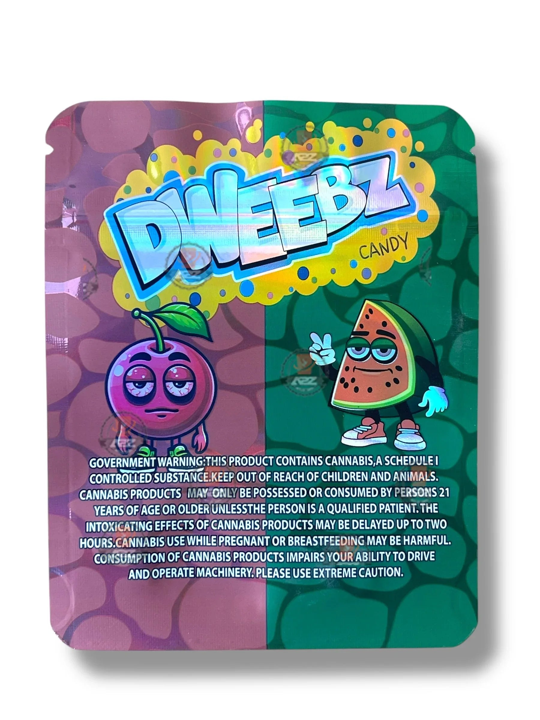 Dweebz Candy Watermelon & Cherry Mylar Bag 3.5g shape bag - Black Unicorn Hub