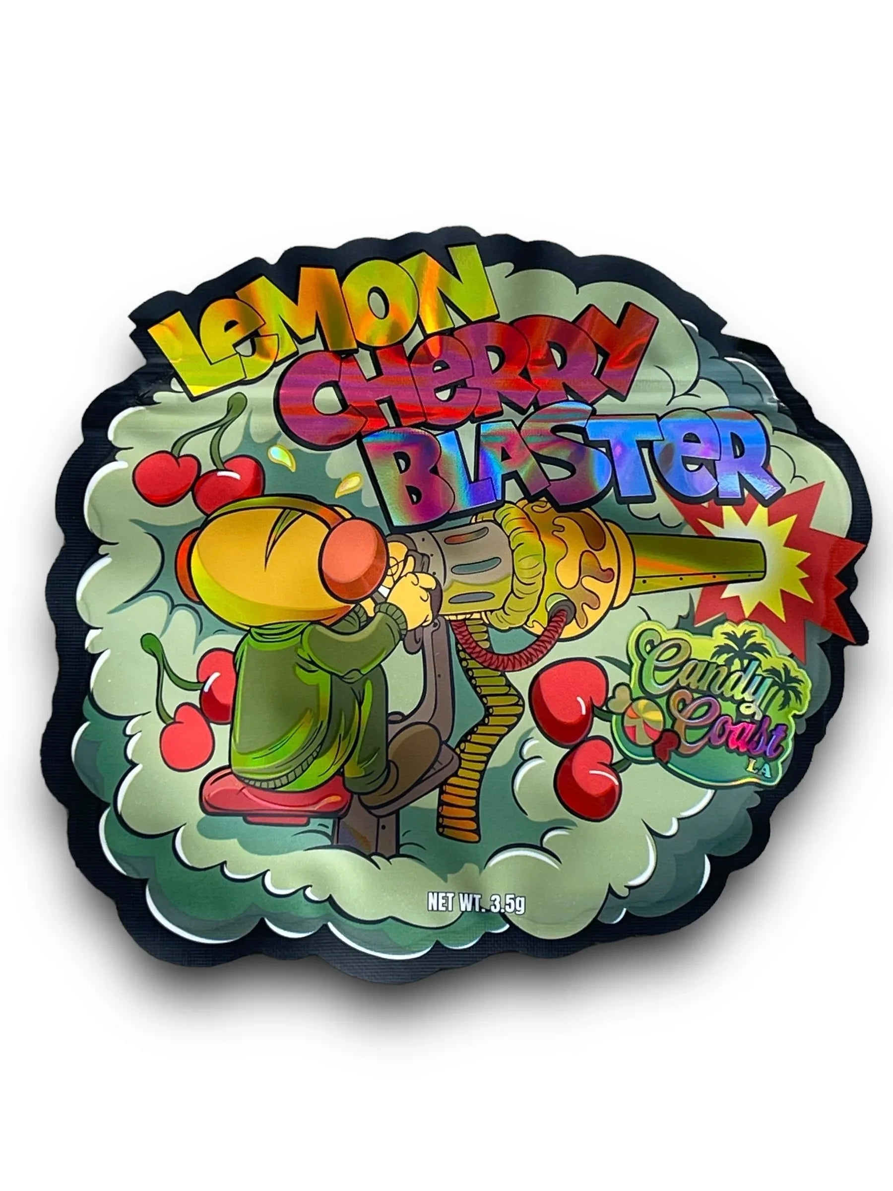Lemon Cherry Blaster 3.5G Mylar Bags Candy Coast LA-Holographic cut out - Black Unicorn Hub