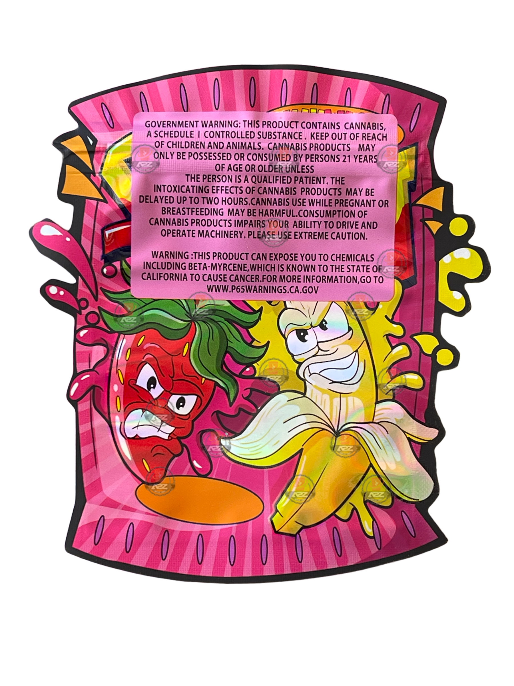 Strawnana Burstz 3.5 grams Mylar Bag Holographic  Strawberry and Banana Burst  Packaging Only  Material Holographic  Size 3.5x5  FREE SHIPPING