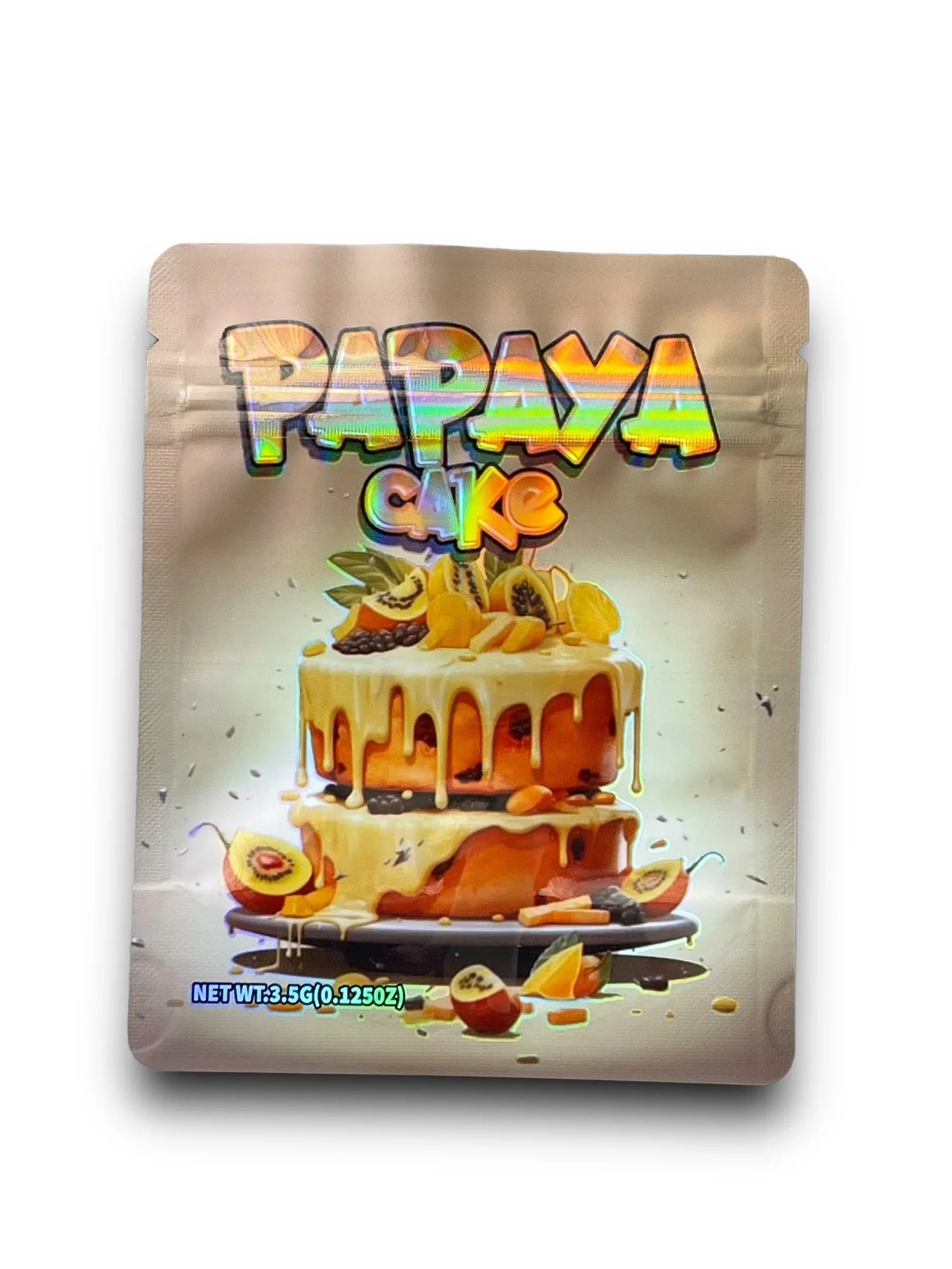 Papaya Cake 3.5G Mylar Bags Holographic - Black Unicorn Hub