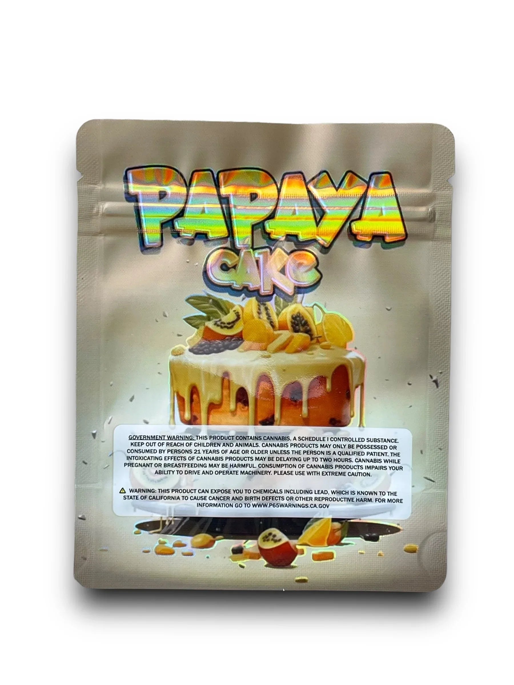 Papaya Cake 3.5G Mylar Bags Holographic - Black Unicorn Hub