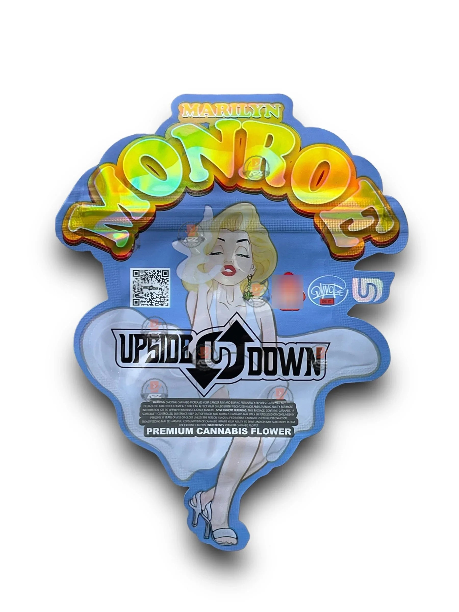 Marilyn Monroe 3.5G Mylar Bag Holographic Upside Down - Black Unicorn Hub