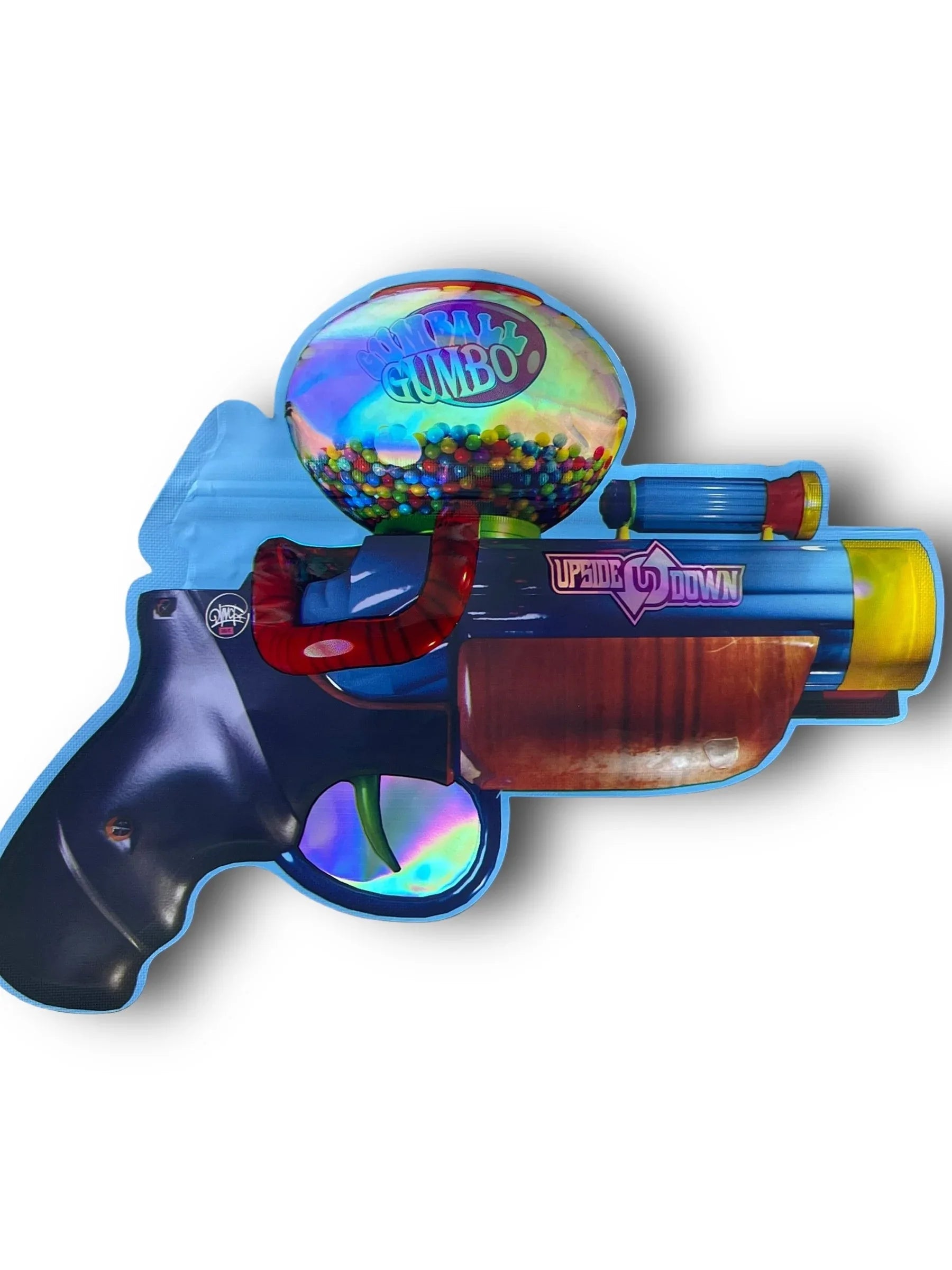 Gumball Gumbo 3.5G Mylar Bag Holographic Upside Down - Black Unicorn Hub