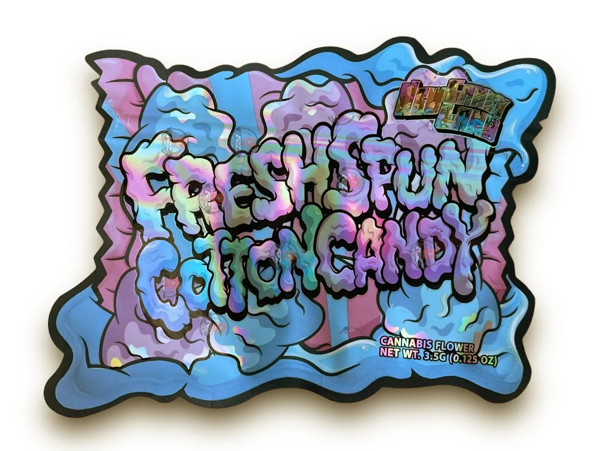 Fresh Spun Cotton Candy 3.5G Mylar Bags Holographic - Black Unicorn Hub
