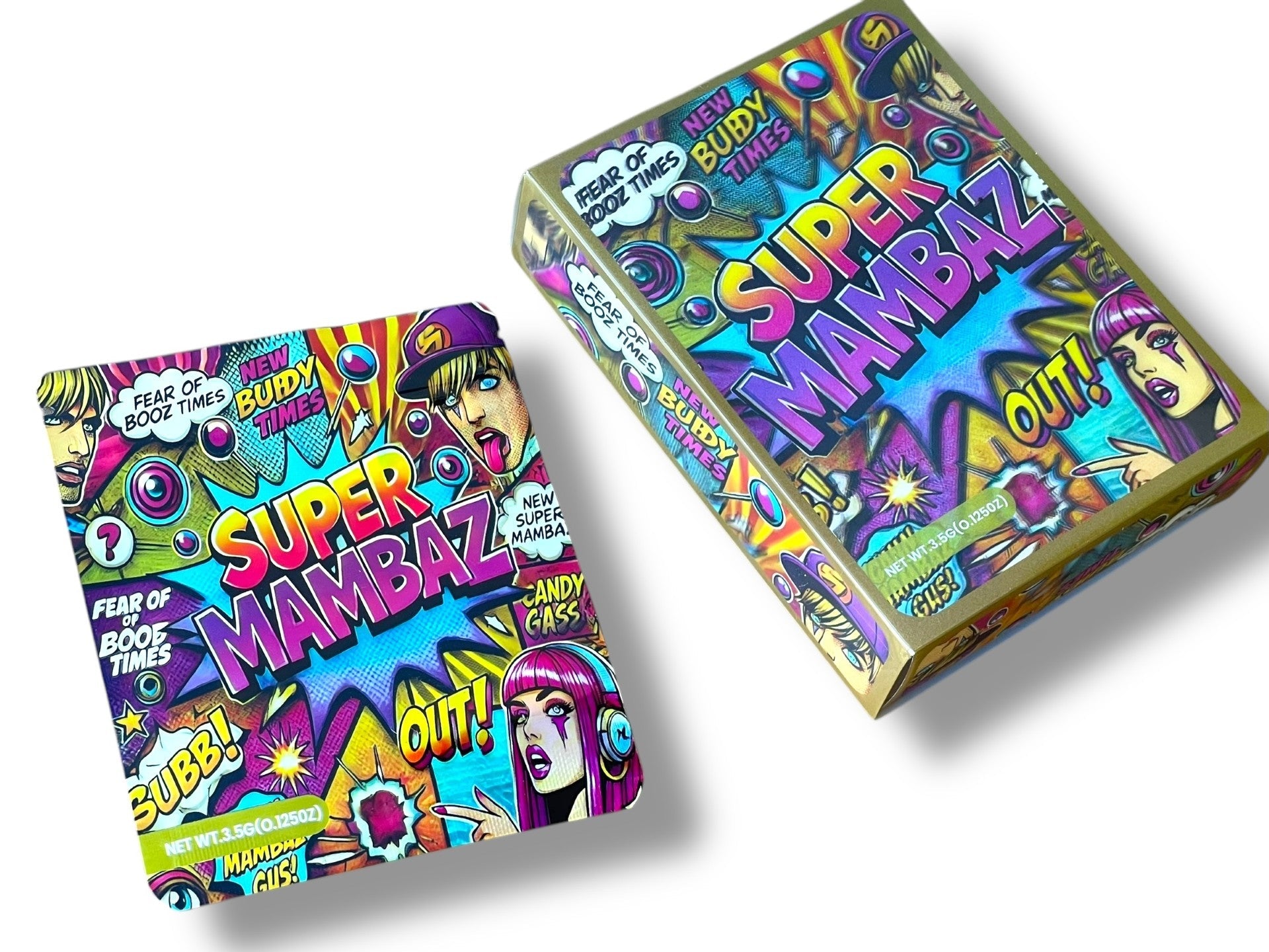 Super Mambaz 3D Box and Bags 3.5g Box Packaging Holographic