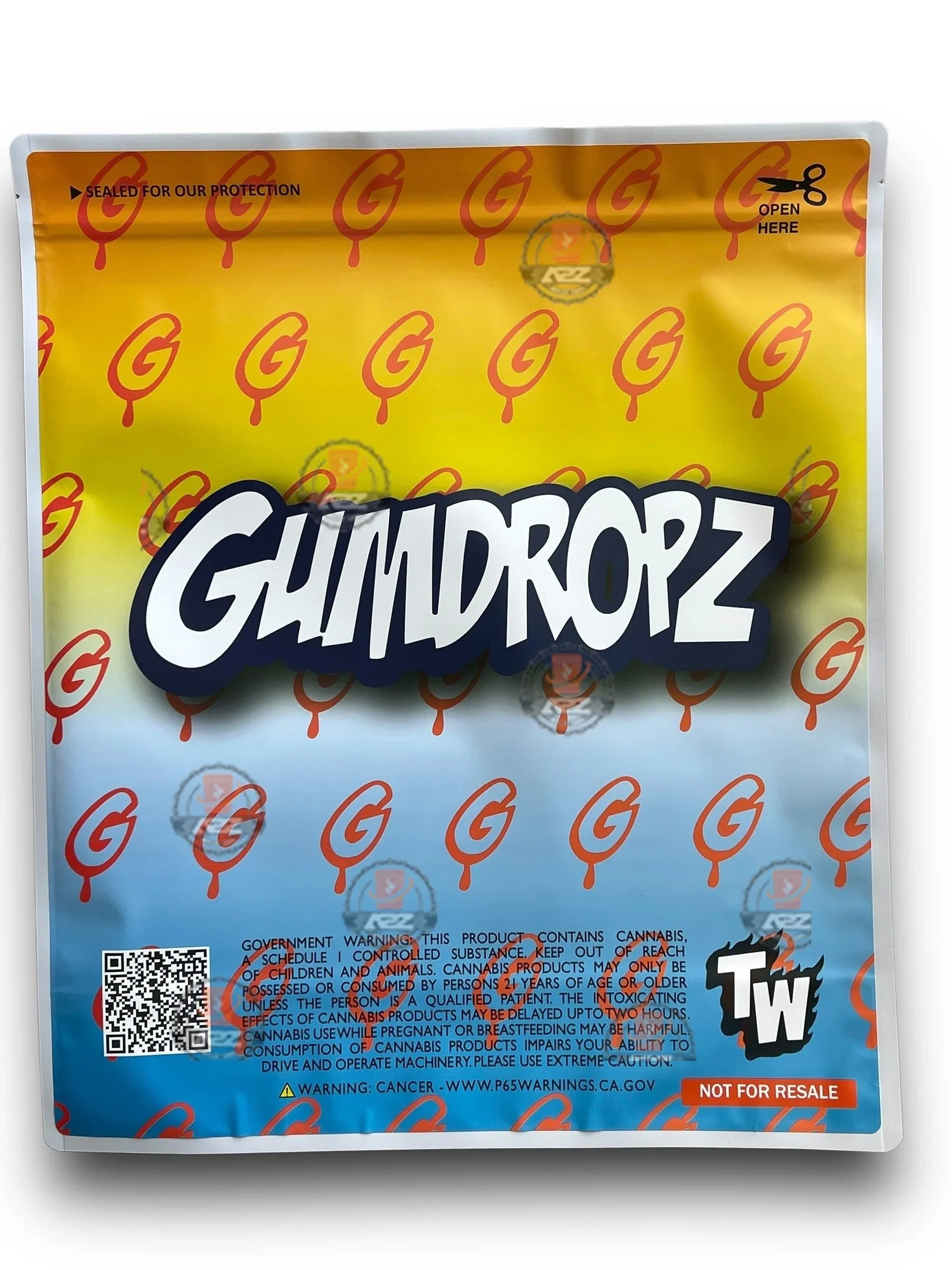 Gumdropz Gummi Peachieos 1 Pound Mylar Bag Net Weight 112G Packaging Only - Black Unicorn Hub