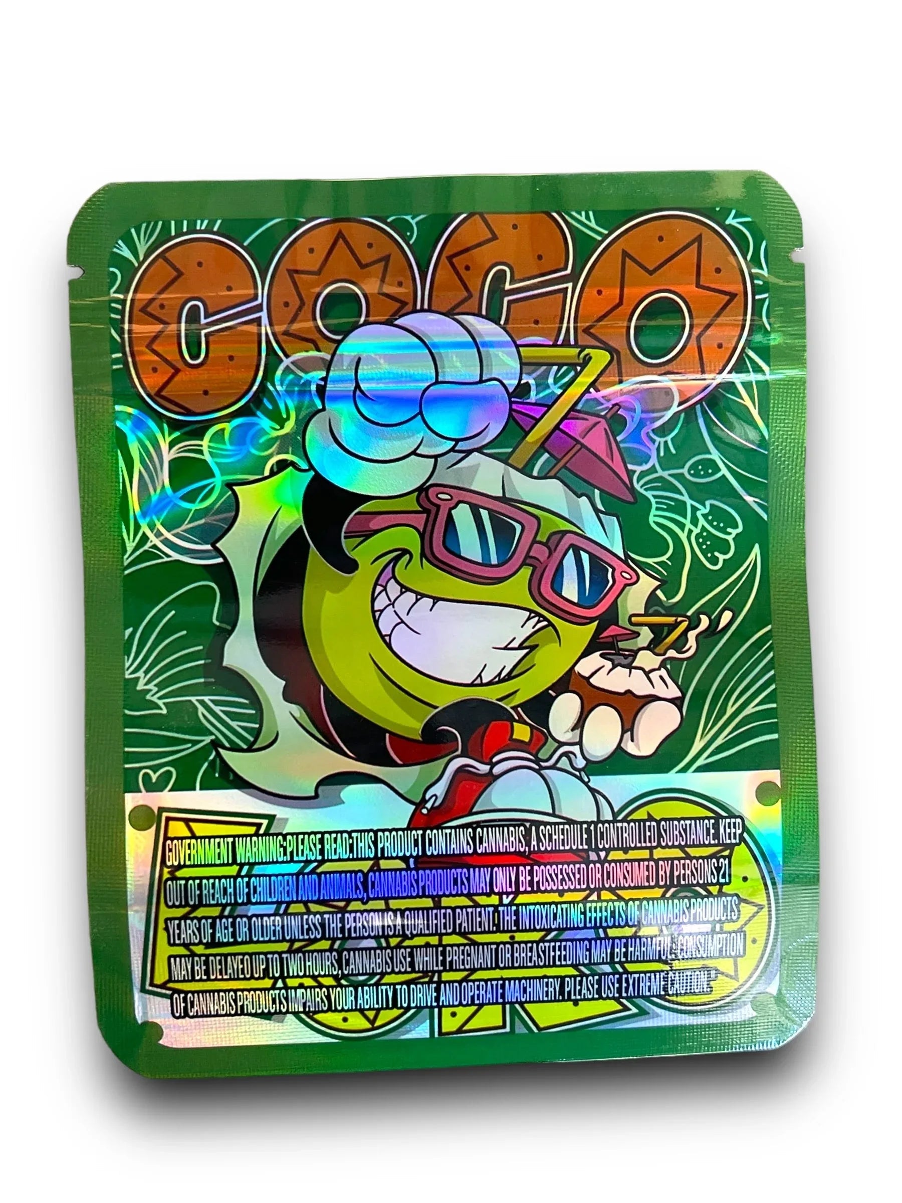 Coco Loko Coconut 3.5G Mylar Bags Holographic - Black Unicorn Hub