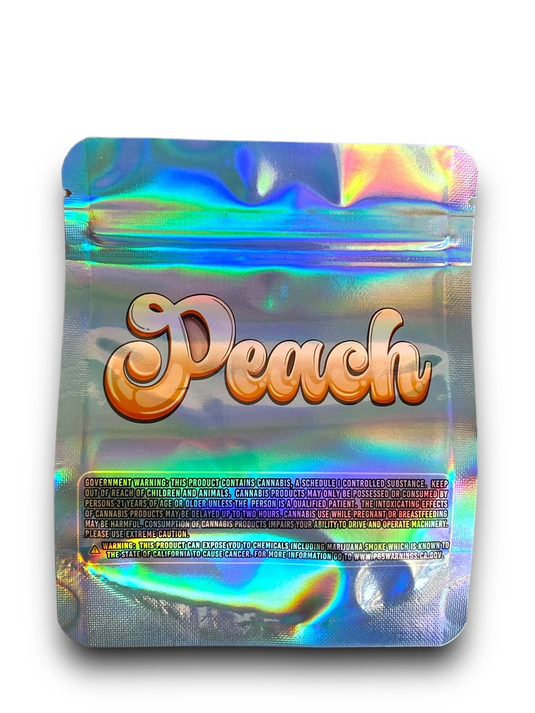 Great White Peach 3.5G Mylar Bags Holographic Fly Smoke Only - Black Unicorn Hub