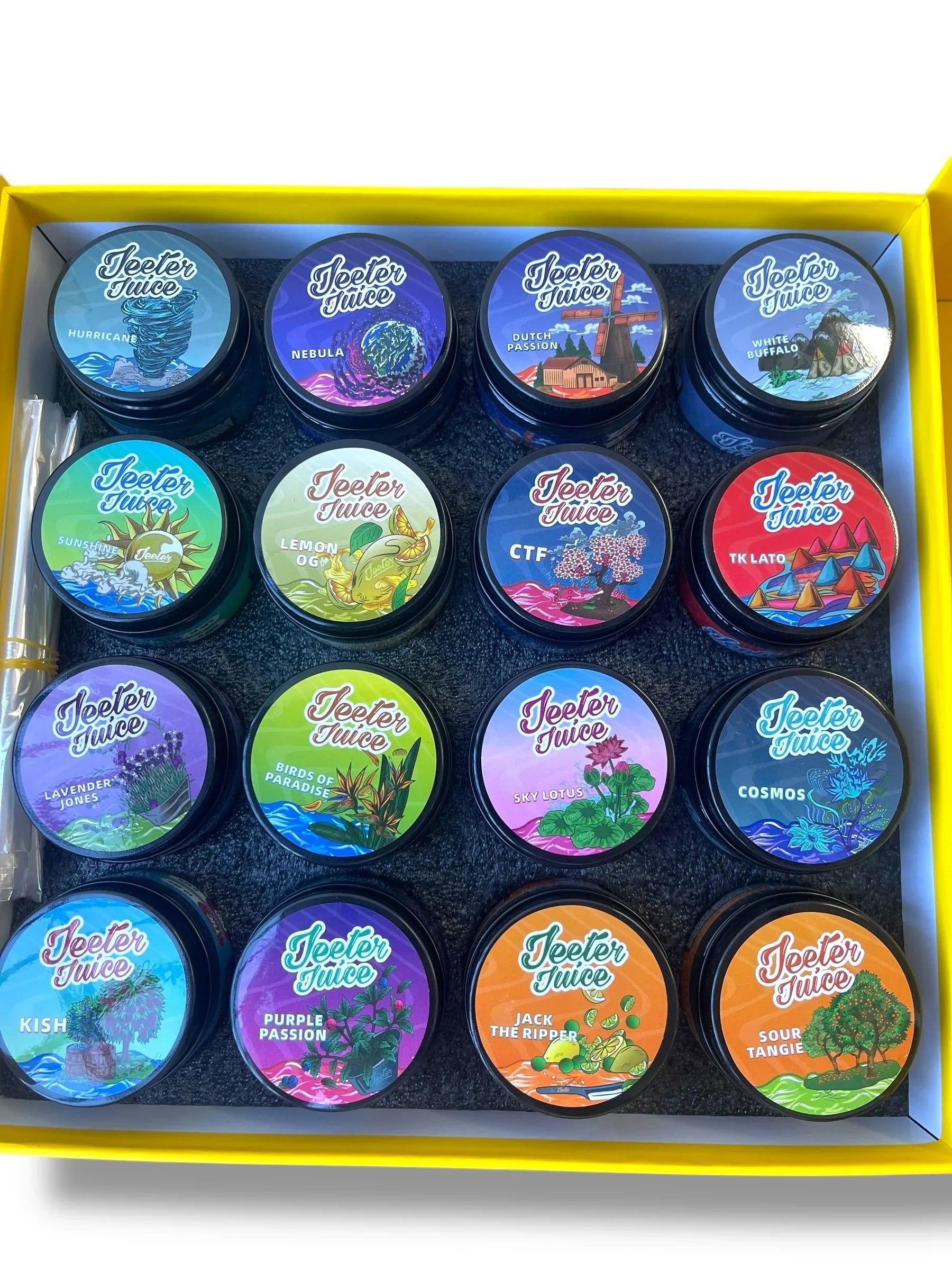 Jeeter Juice Variety Pack 16-1oz Jars in a box Live Resin Empty Jars - Black Unicorn Hub