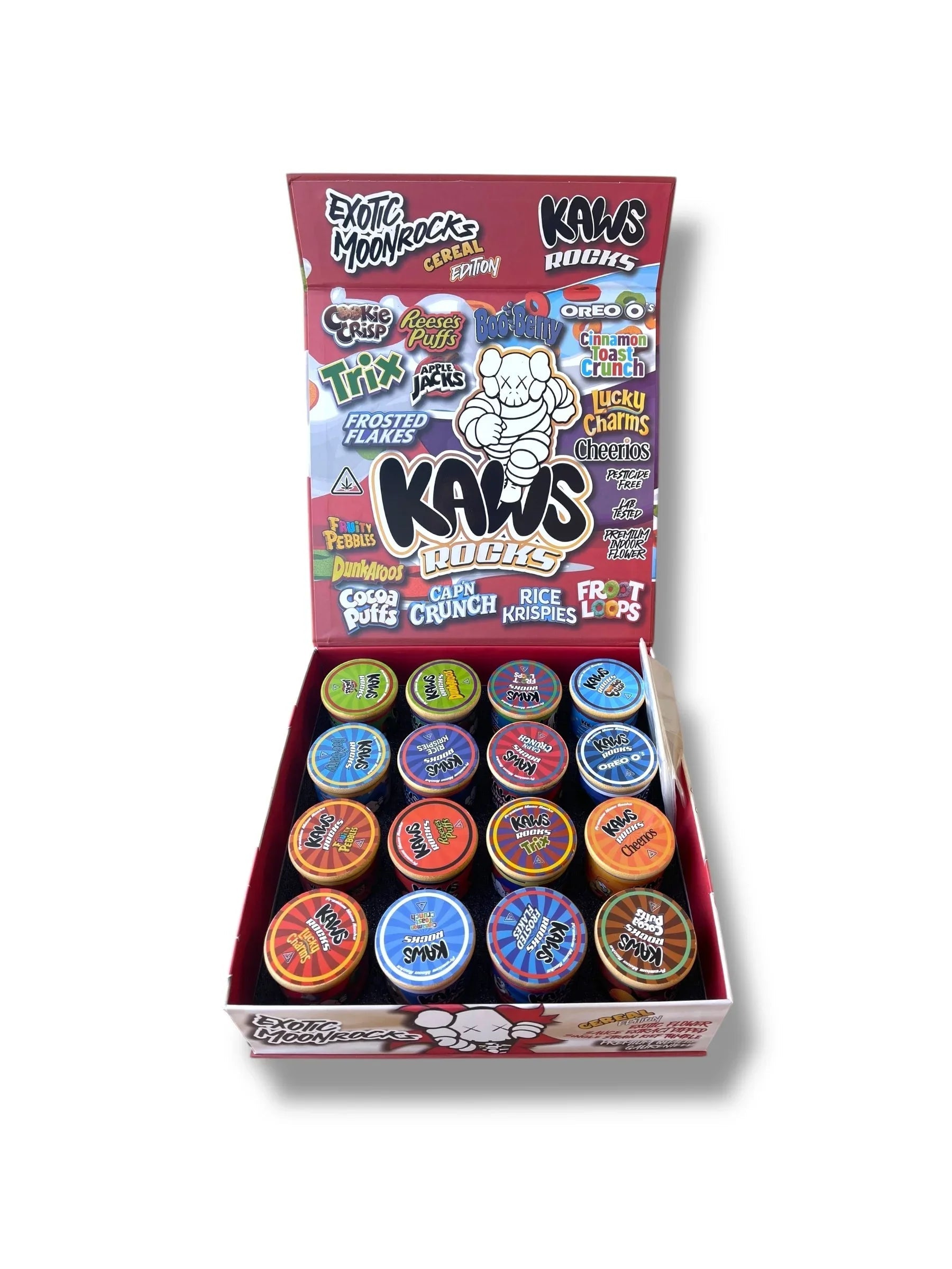 Kawz Moon Rocks Cereal Edition 1oz Glass Jars - Varity Pack 16 Strains in box Empty Jars - Black Unicorn Hub