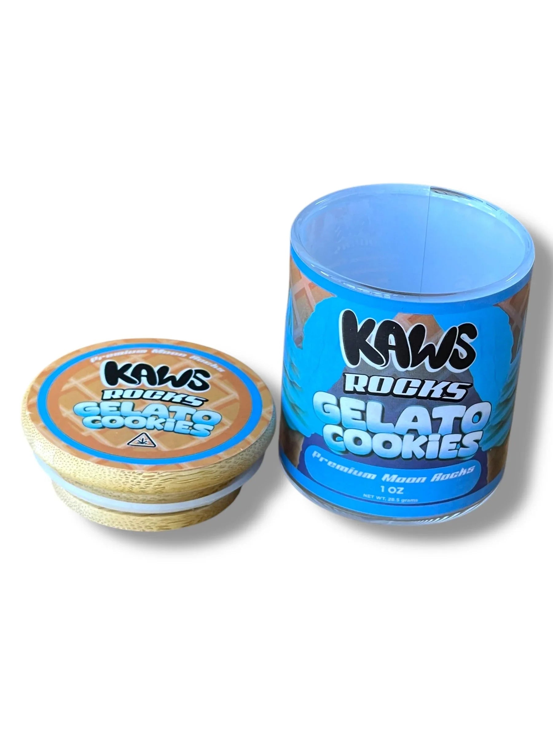 Kawz Moon Rocks Gelato Edition 1oz Glass Jars - Varity Pack 16 Strains in box Empty Jars - Black Unicorn Hub