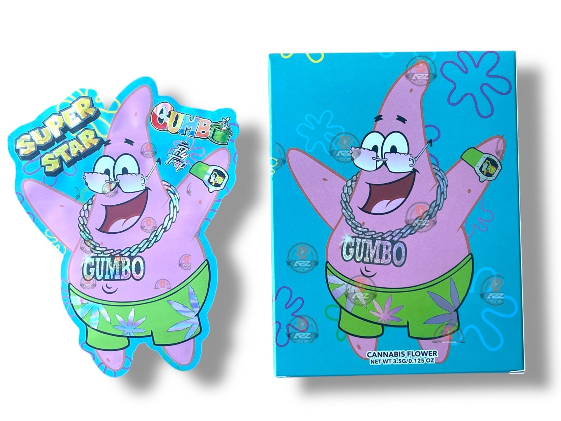 Super Star Gumbo Mylar Bags with Boxes 3.5g Box Packaging