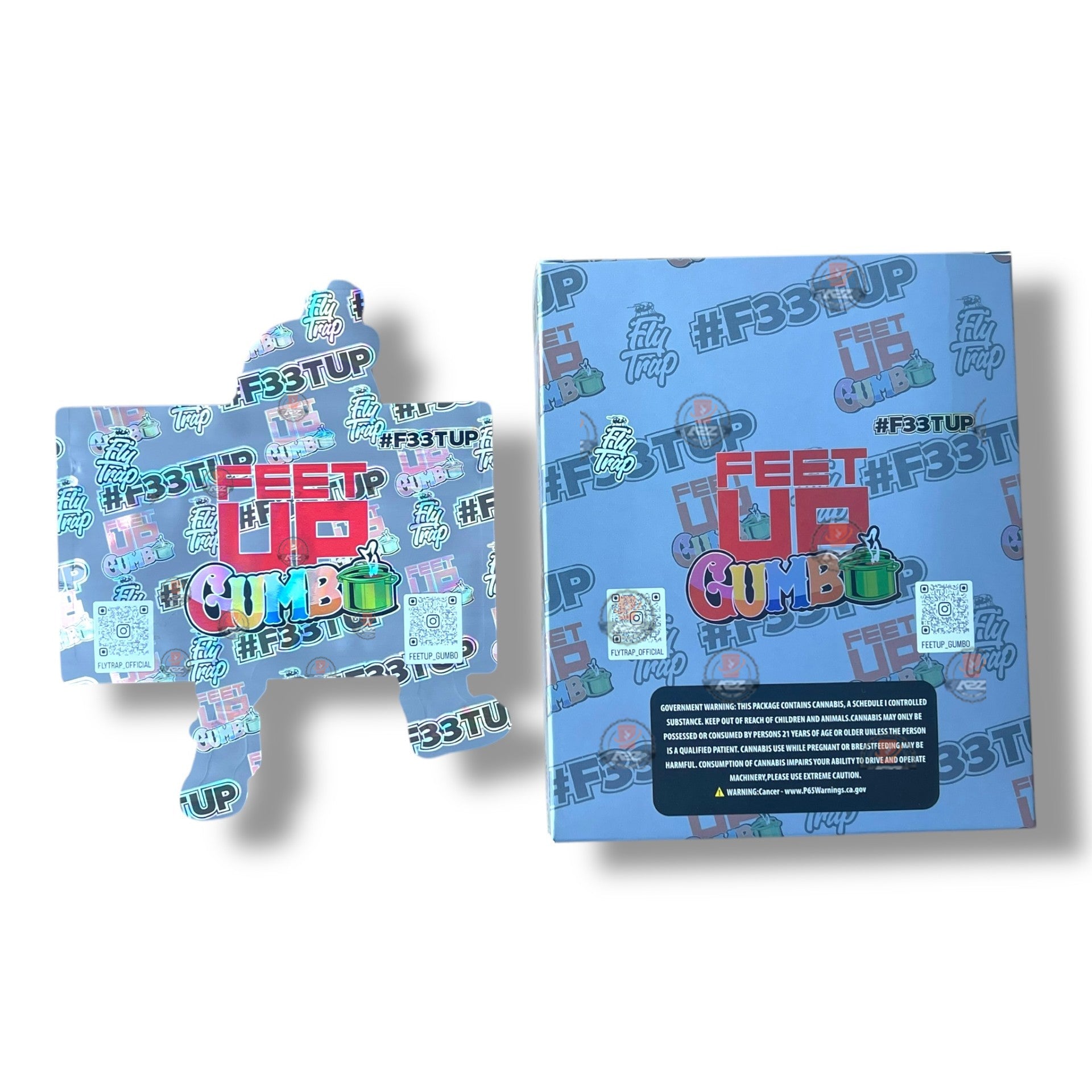 Feet Up Gumbo Mylar Bags with Boxes 3.5g Box Packaging