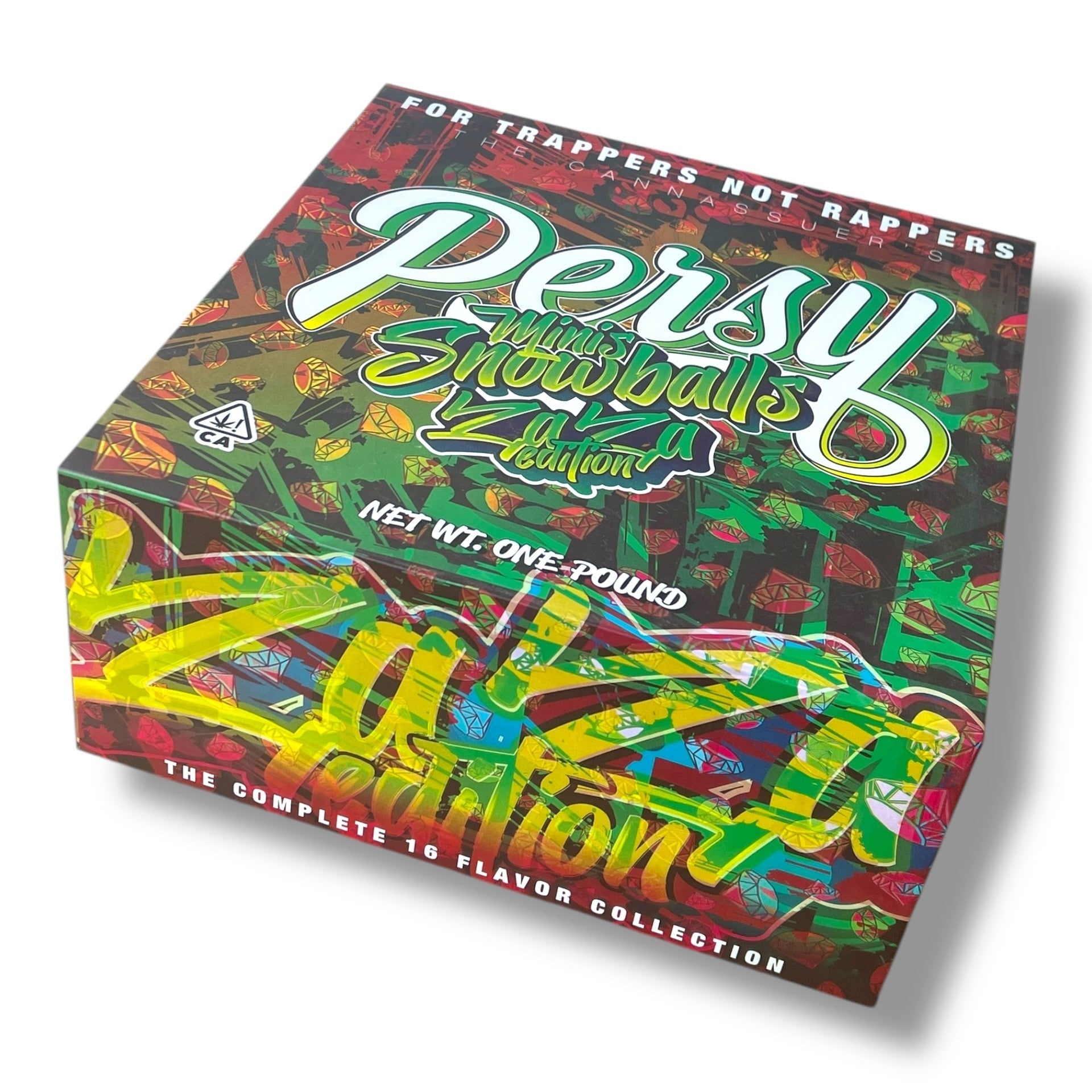 Persy Mini Snowballs Zaza Edition 16-1oz Glass Jars - Varity Pack 16 Flavors in box 1 pound empty jars