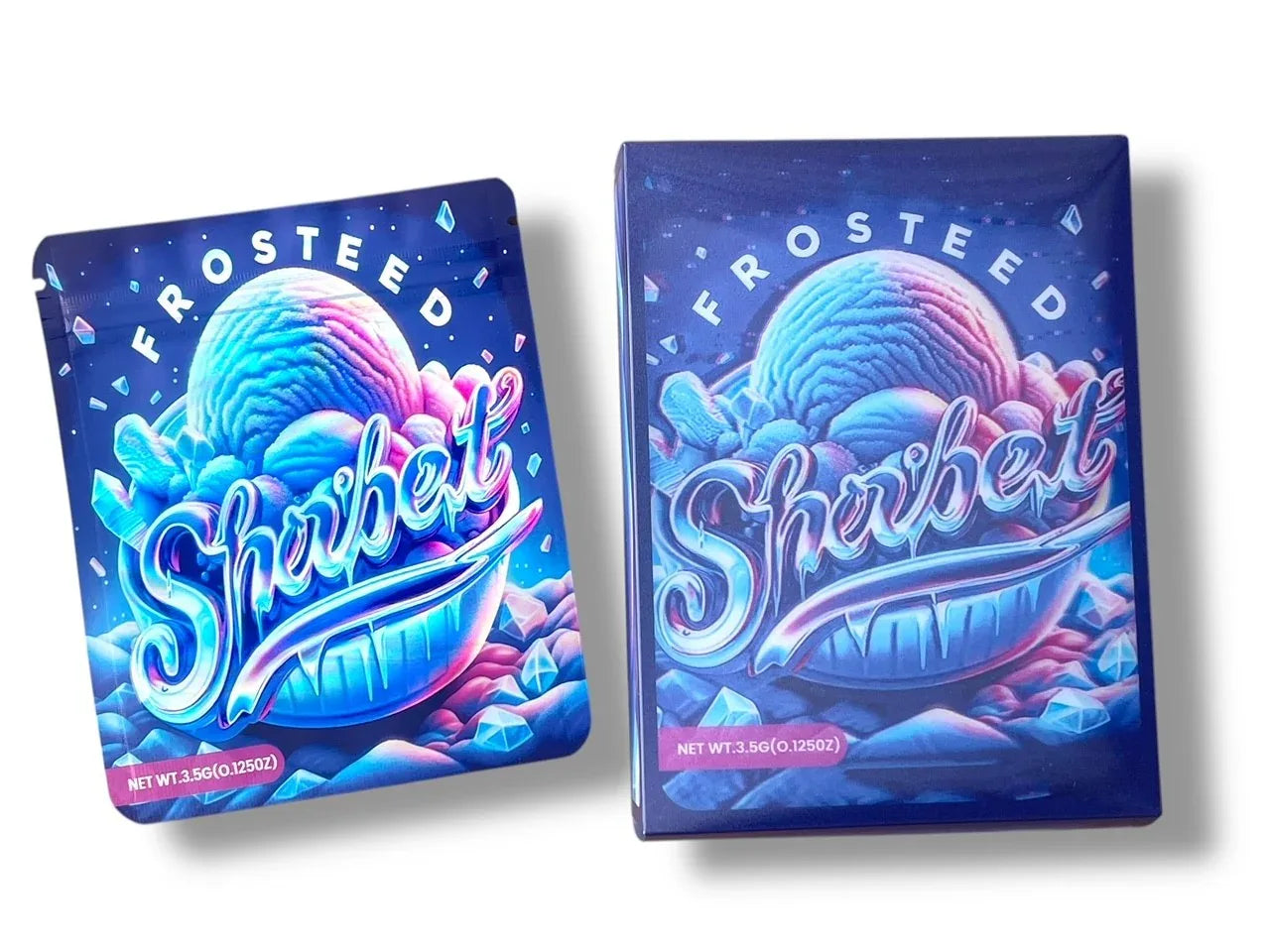 Frosted Sherbet 3D Box and Bags 3.5g Box Packaging Holographic - Black Unicorn Hub