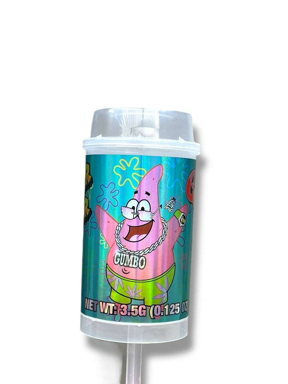 Push Pop Gumbo Super Star 3.5g Container Holographic sticker