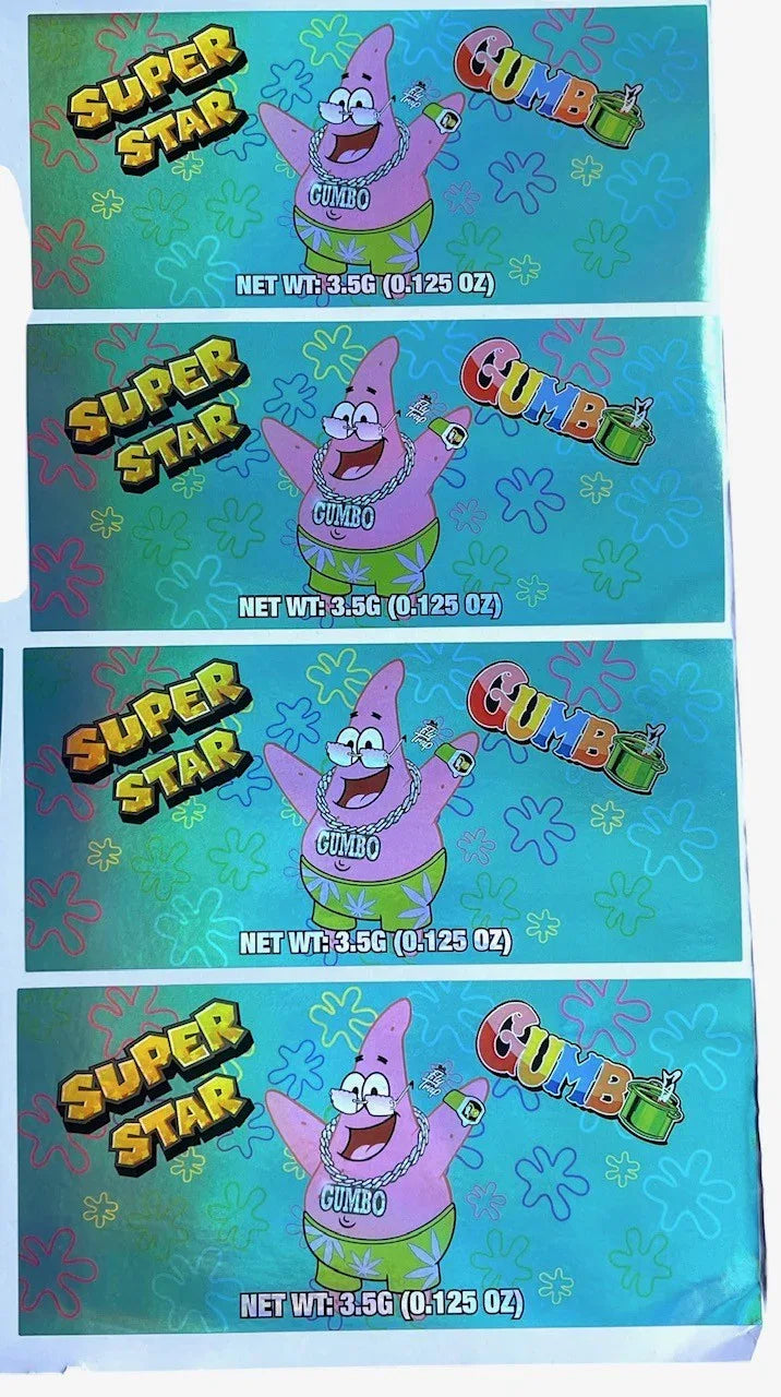 Push Pop Gumbo Super Star 3.5g Container Holographic sticker - Black Unicorn Hub