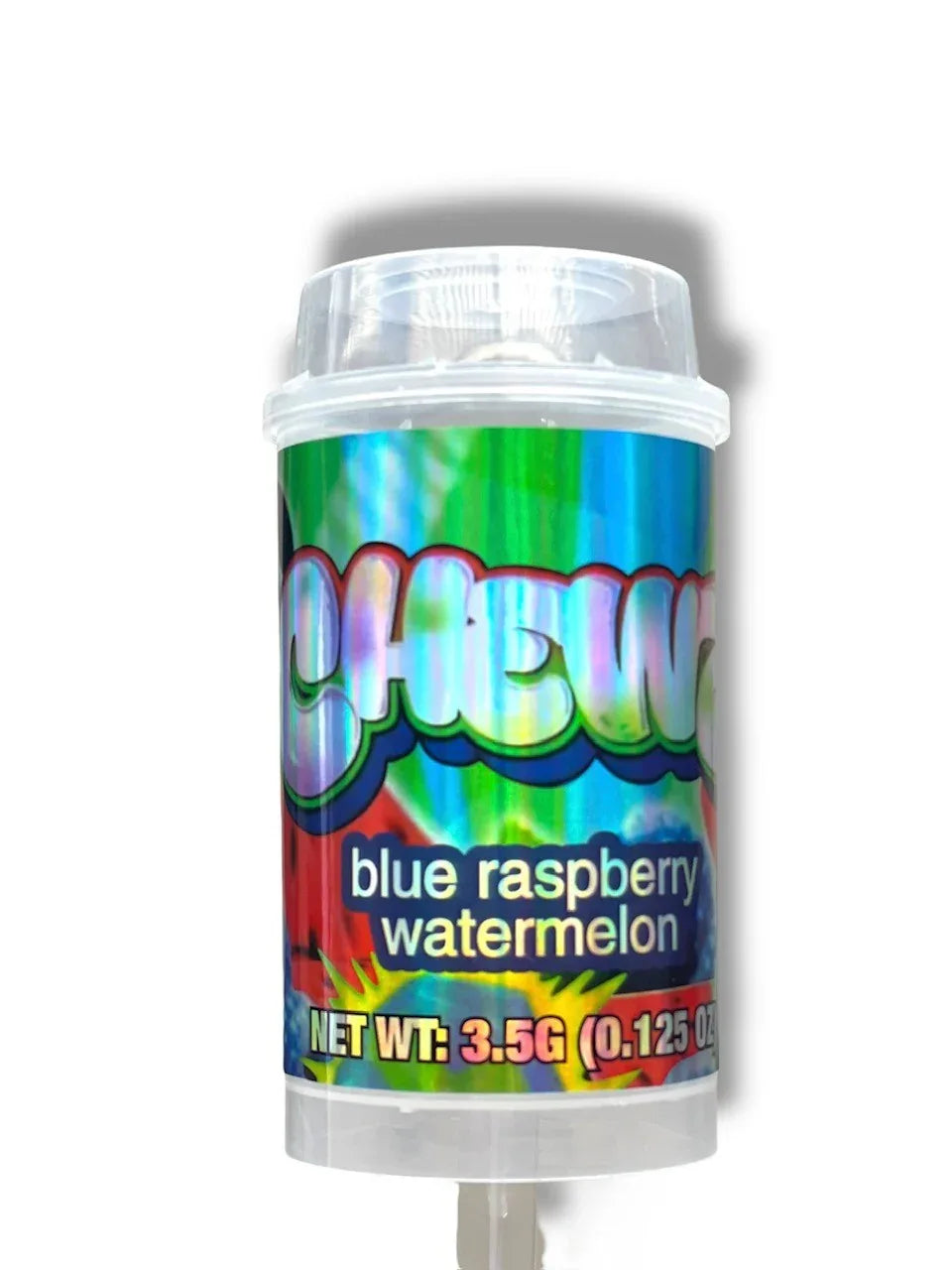 Push Pop Chewz Blue Raspberry Watermelon 3.5g Container Holographic sticker Ring Pop - Black Unicorn Hub