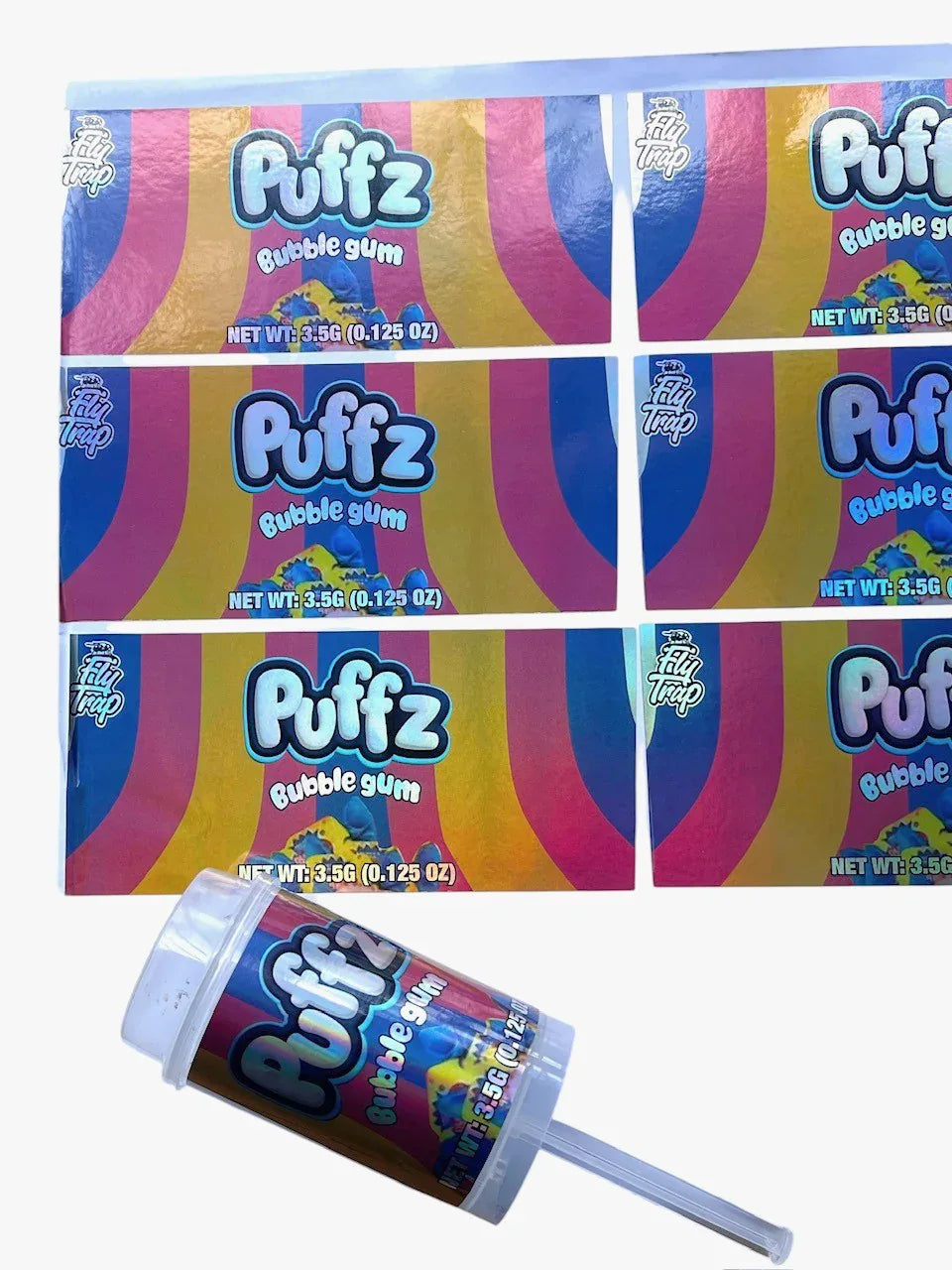 Push Pop Puffz Bubblegum 3.5g Container Holographic sticker - Black Unicorn Hub