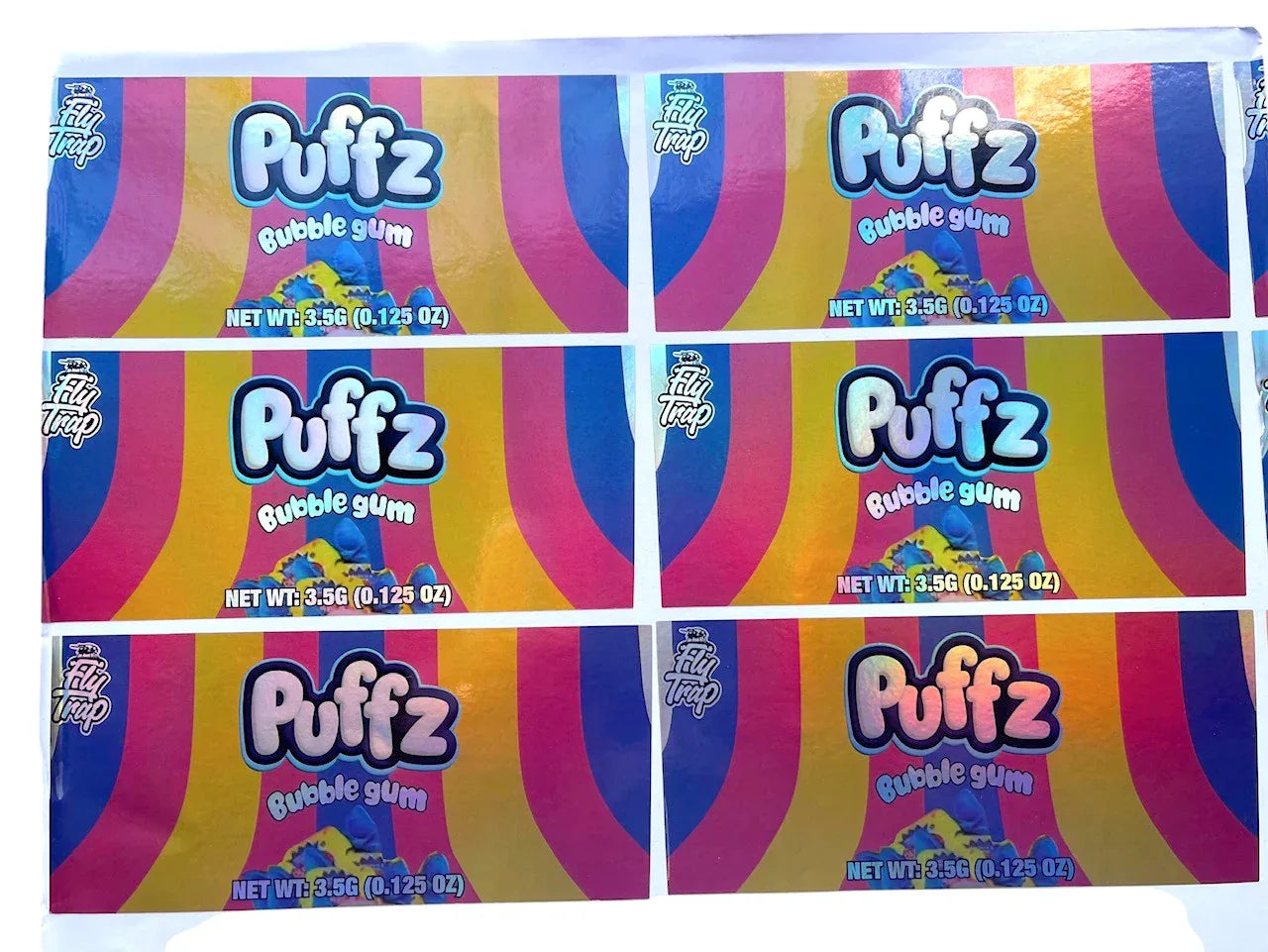 Push Pop Puffz Bubblegum 3.5g Container Holographic sticker - Black Unicorn Hub