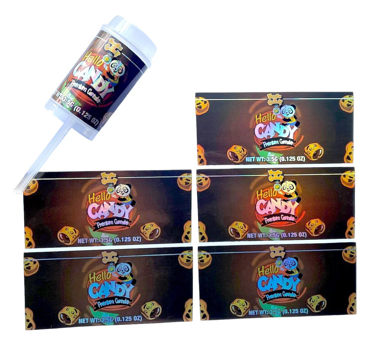 Push Pop Hello Candy 3.5g Container Holographic sticker - Black Unicorn Hub