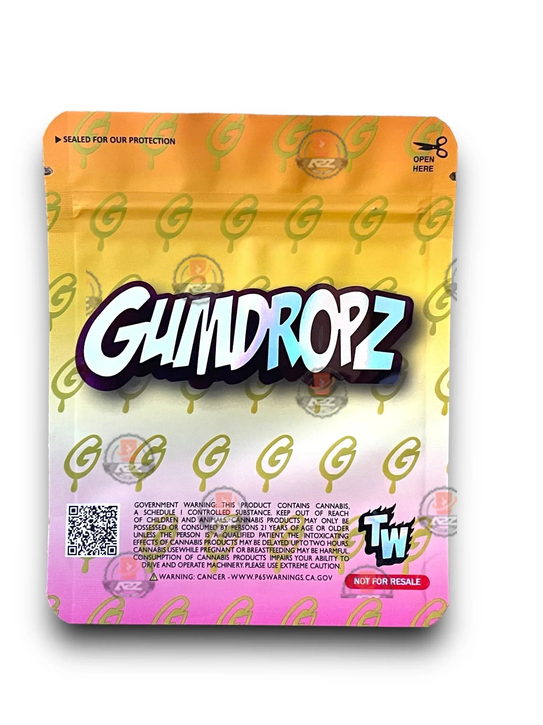Gumdropz Gummy Bears 3.5G Mylar Bags Holographic - Black Unicorn Hub
