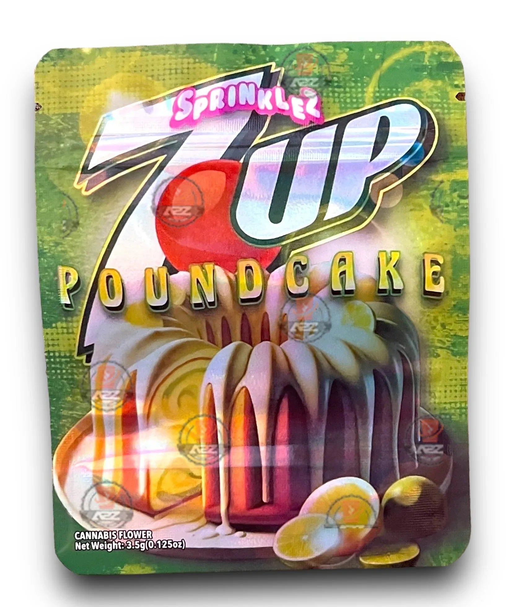 Sprinklez 7 UP Pound Cake 3.5G Sticker Mylar Bags Holographic - Black Unicorn Hub