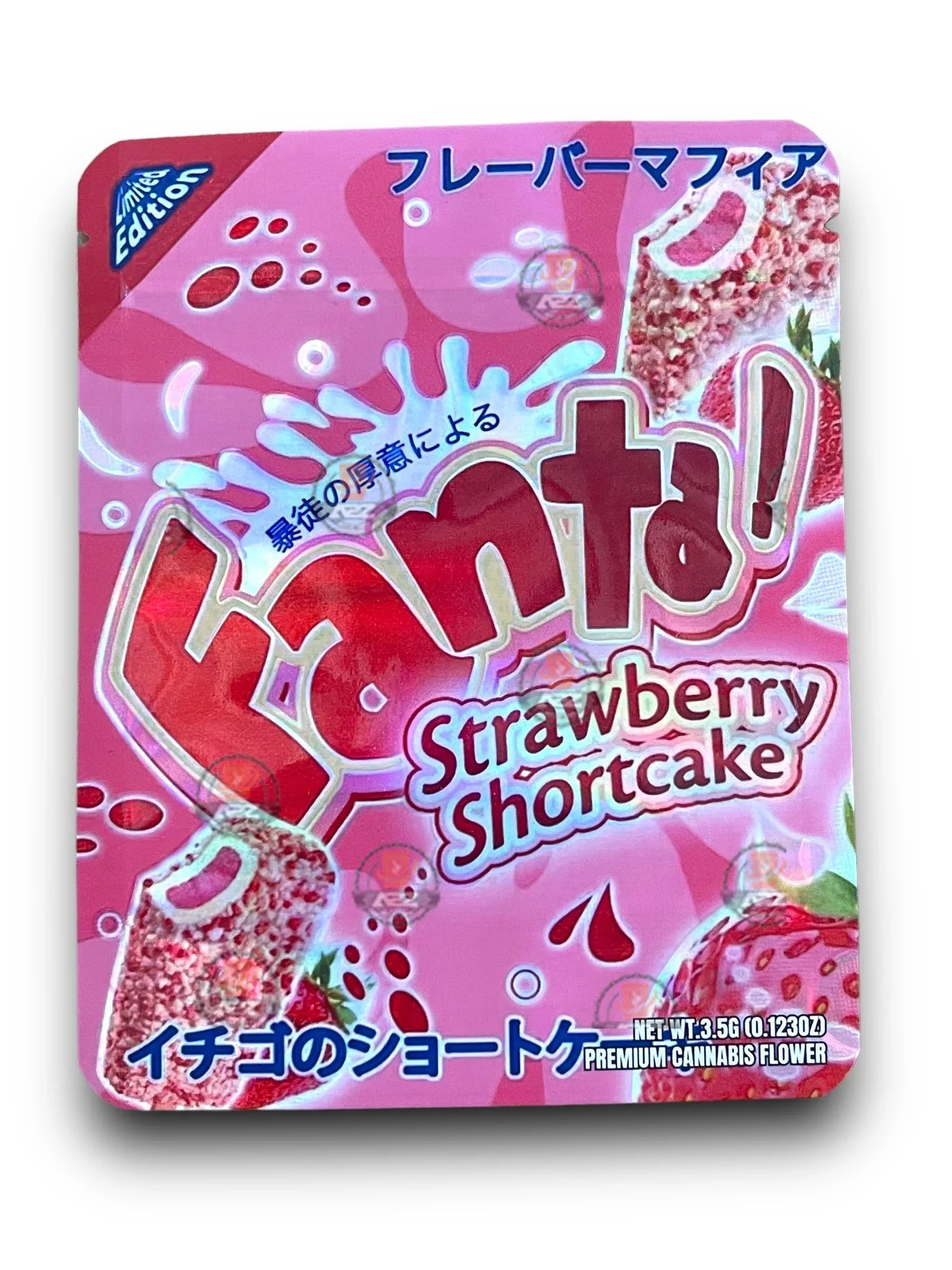 Fanta Strawberry Shortcake 3.5G Mylar Bags Holographic - Black Unicorn Hub