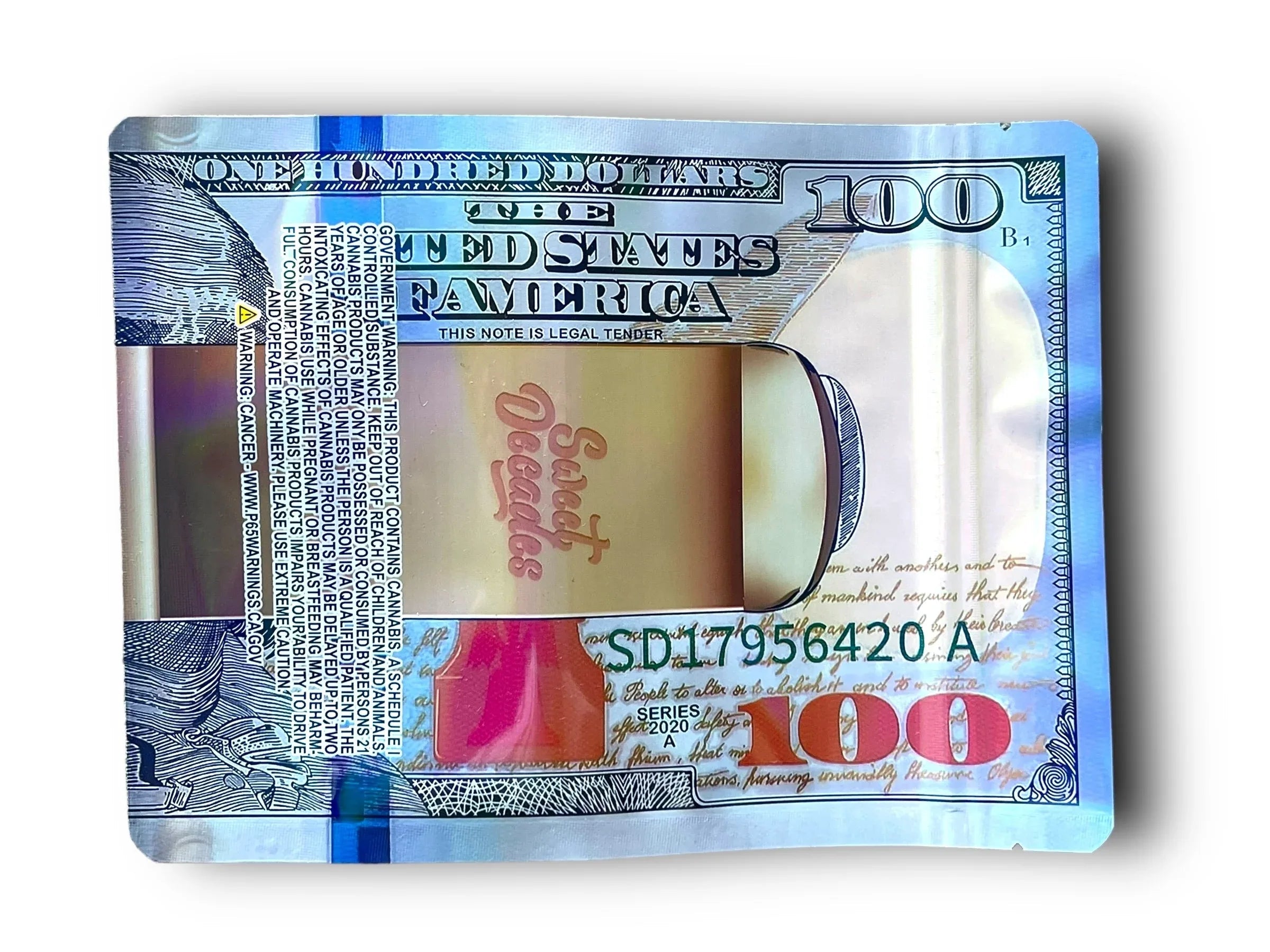 $100 One Hundred Dollar 1 OZ 28G Mylar empty Mylar bag 1 ounce (50 Count) - Black Unicorn Hub