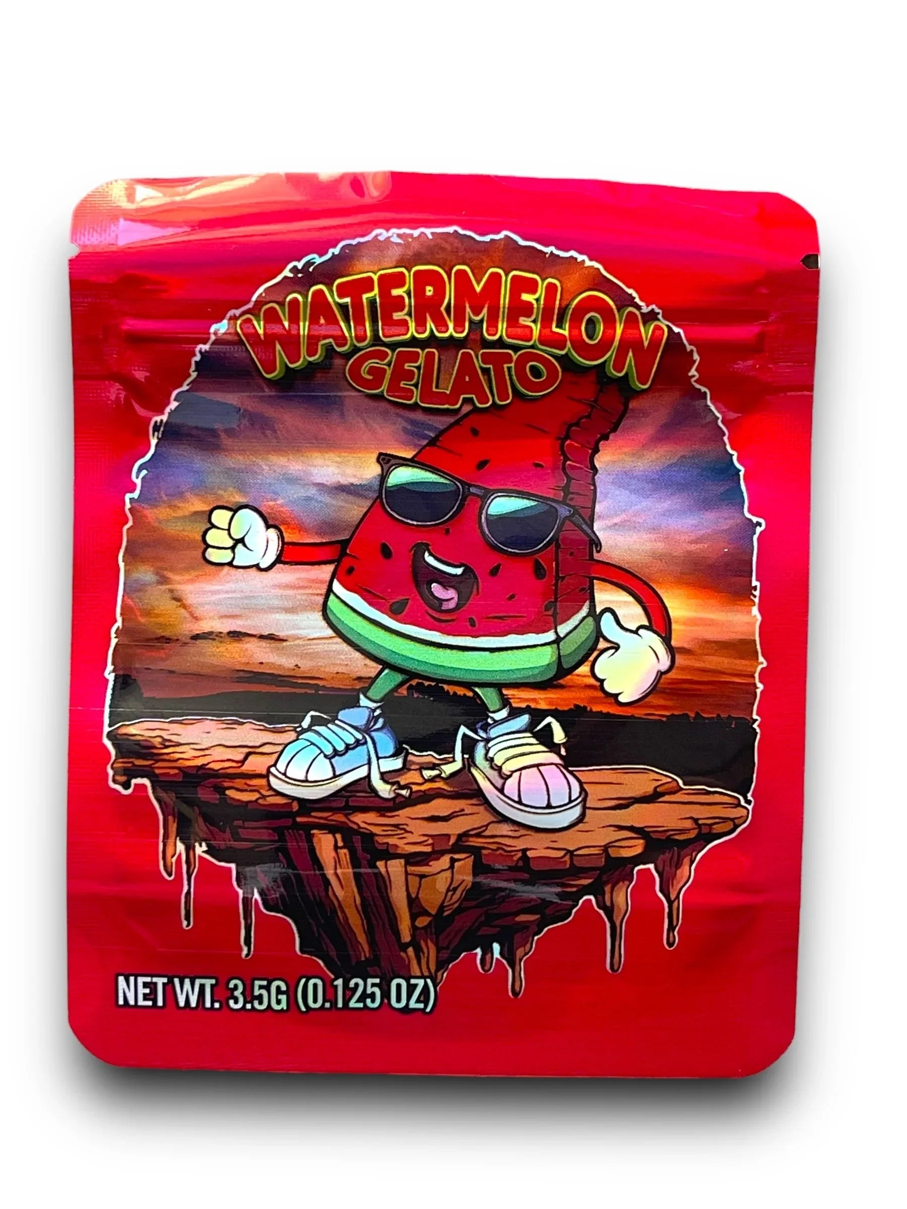 Watermelon Gelato 3.5G Mylar Bags Holographic Mylar Packaging - Black Unicorn Hub