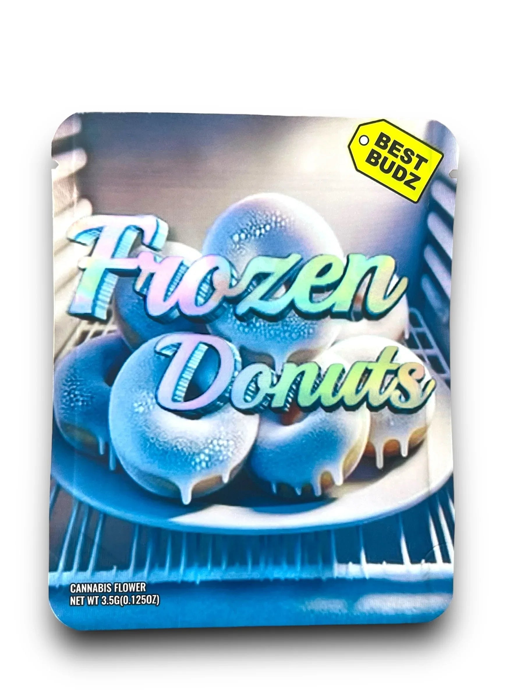 Best Budz Frozen Donuts Mylar Bags with Boxes 3.5g Box Packaging Holographic - Black Unicorn Hub