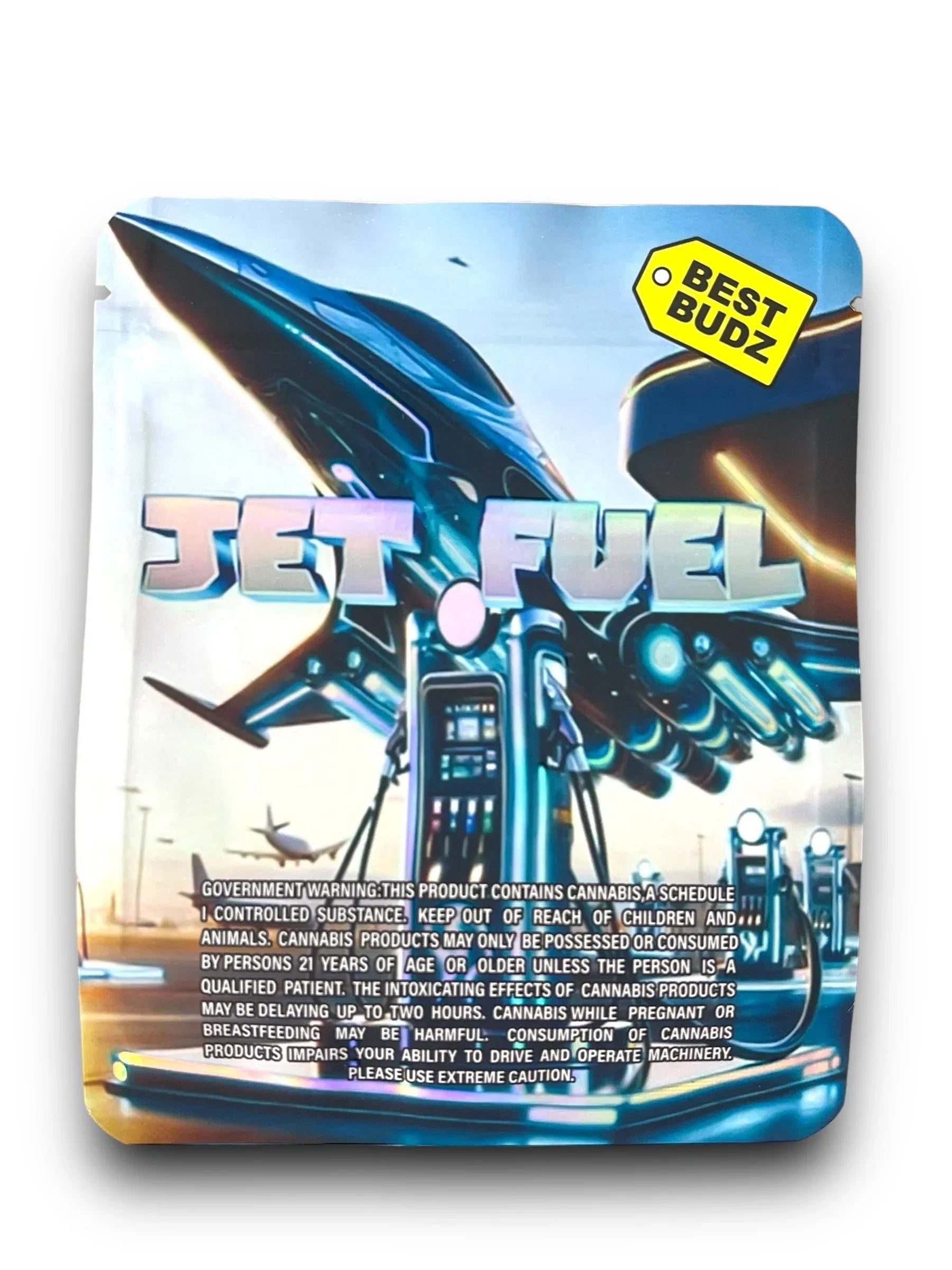 Best Budz Jet Fuel 3.5G Mylar Bags Holographic Mylar Packaging - Black Unicorn Hub