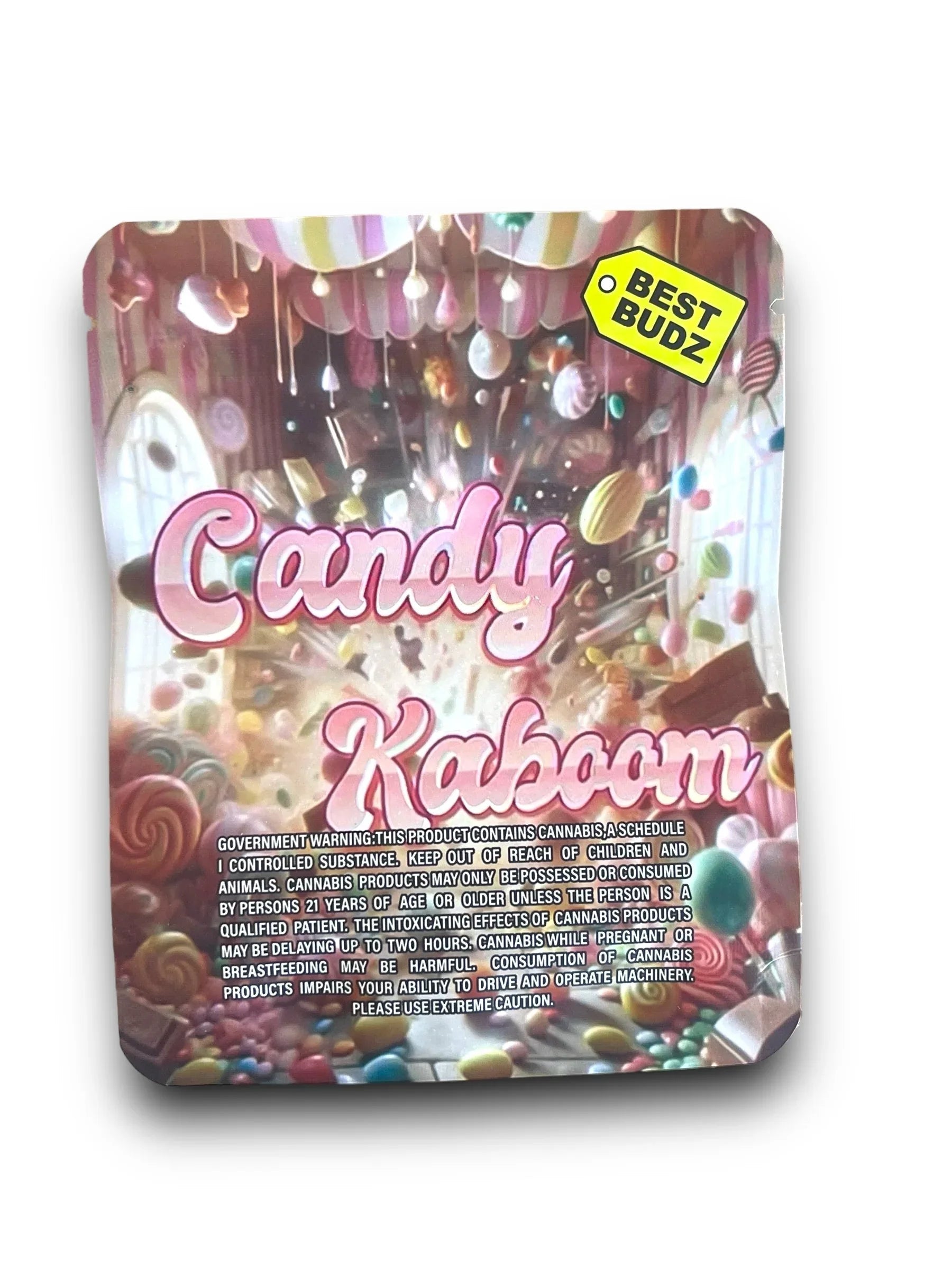 Best Budz Candy Kaboom 3.5G Mylar Bags Holographic Mylar Packaging - Black Unicorn Hub
