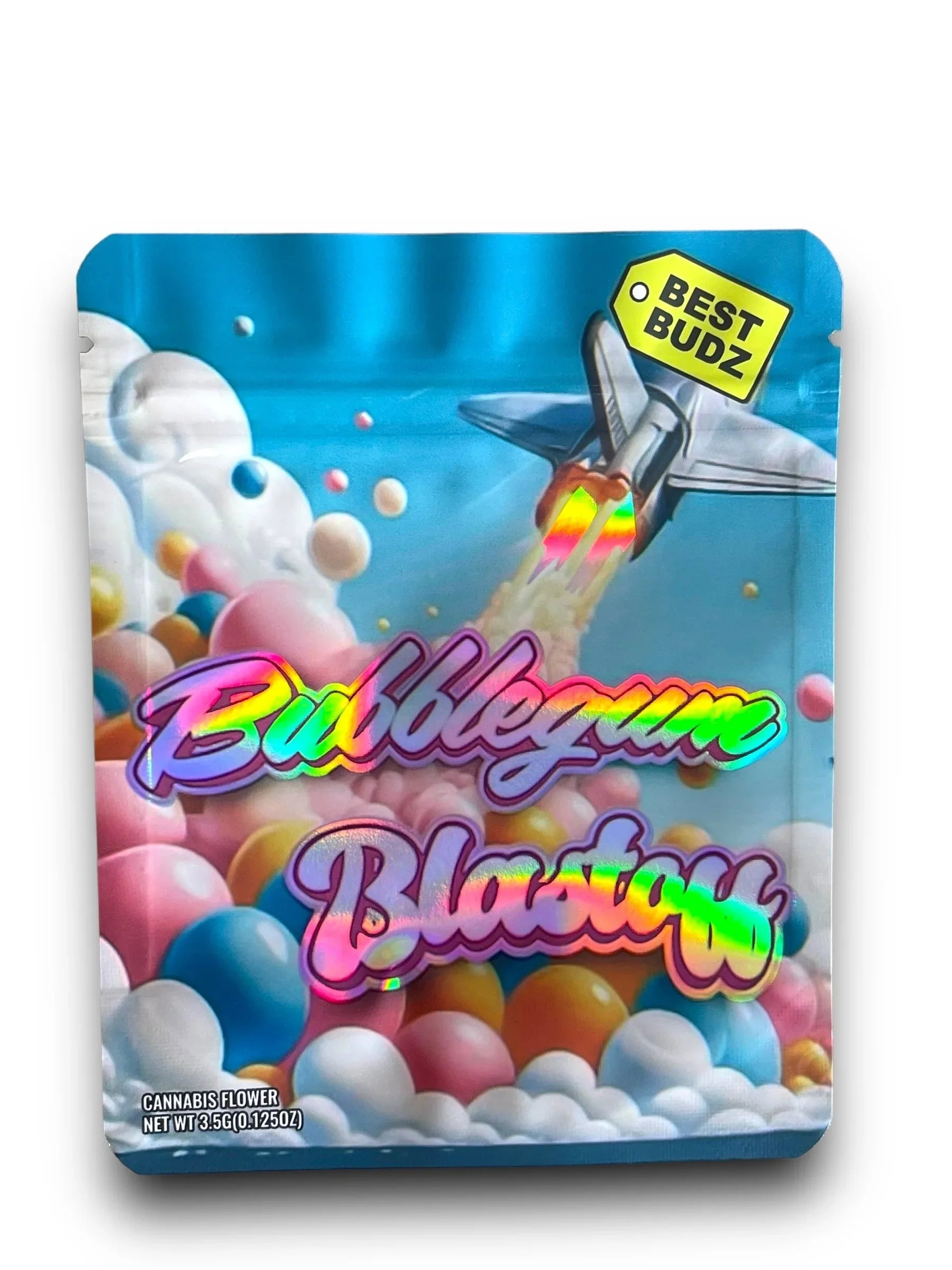 Best Budz Bubblegum Blastoff Mylar Bags with Boxes 3.5g Box Packaging Holographic - Black Unicorn Hub