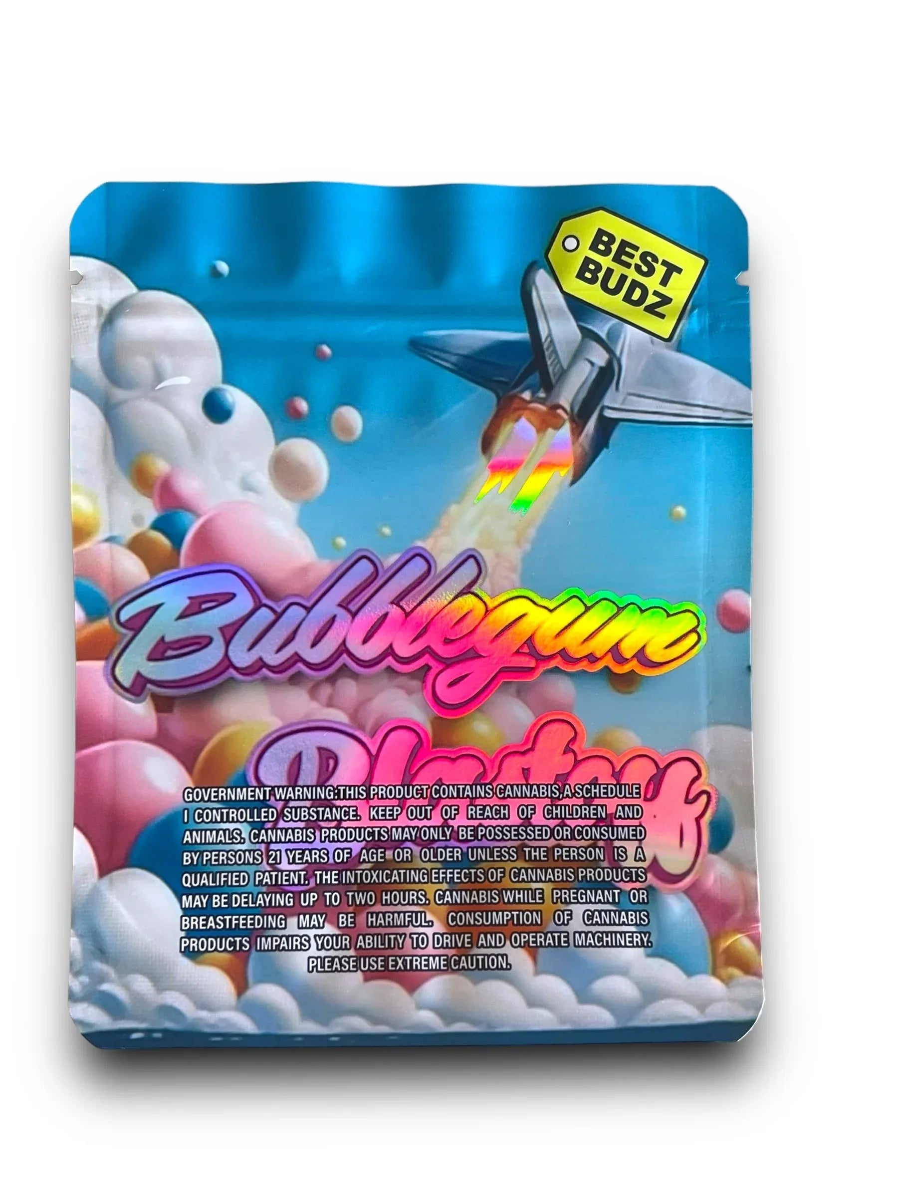 Best Budz Bubblegum Blastoff 3.5G Mylar Bags Holographic Mylar Packaging - Black Unicorn Hub