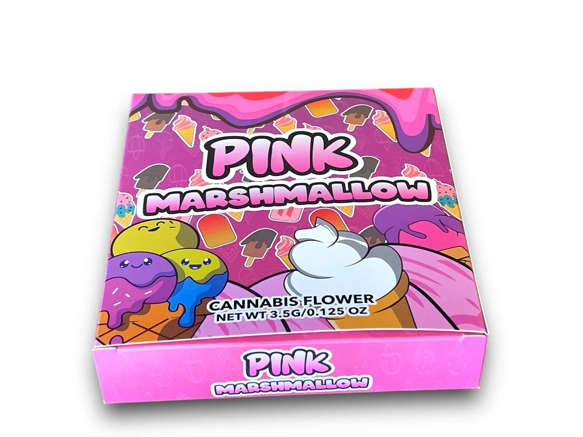 Pink Marshmallow Mylar Bags with Boxes 3.5g Box Packaging Holographic - Black Unicorn Hub