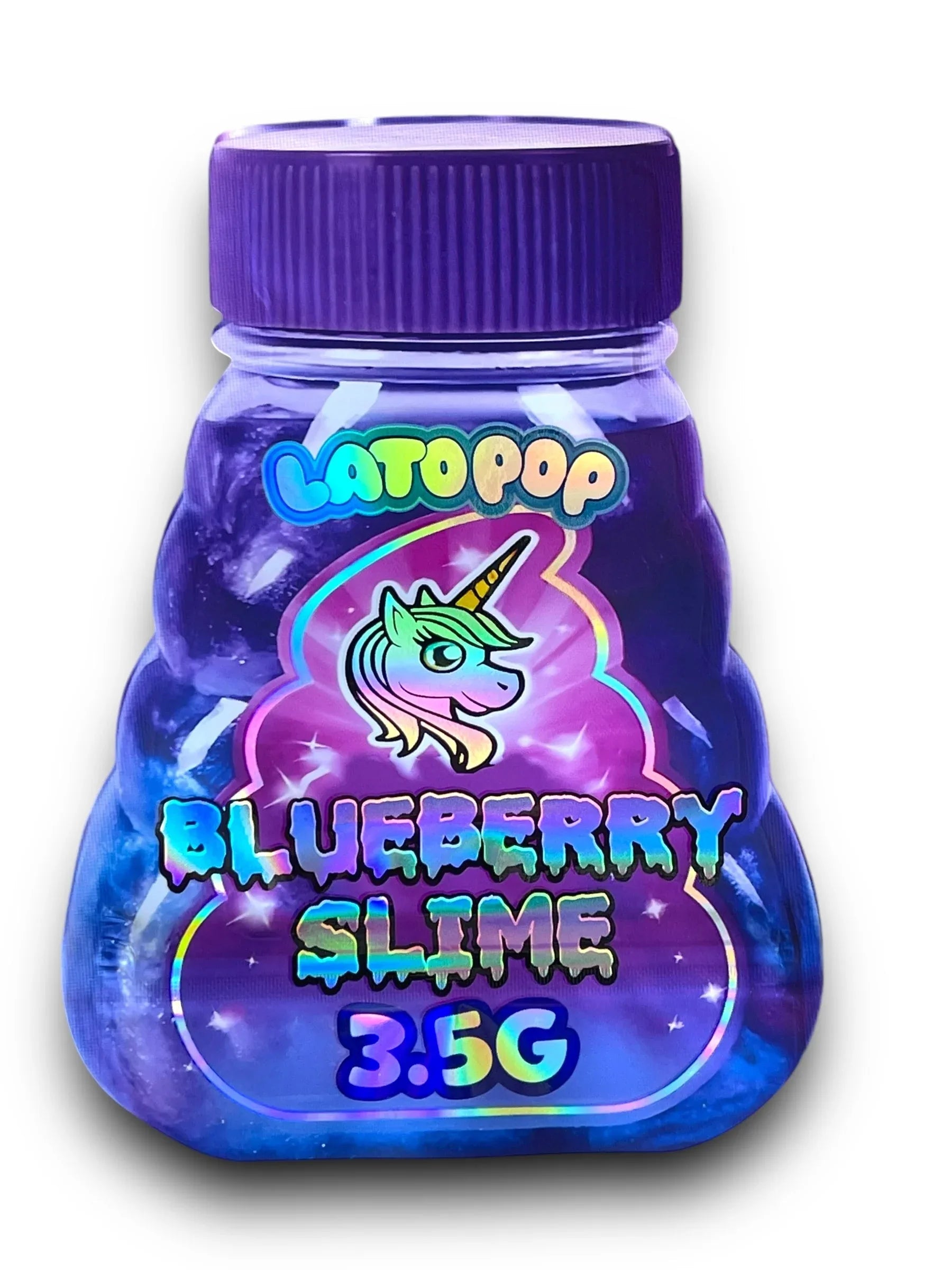 Lato Pop Blueberry Slime 3.5G Mylar Bags Holographic - Black Unicorn Hub