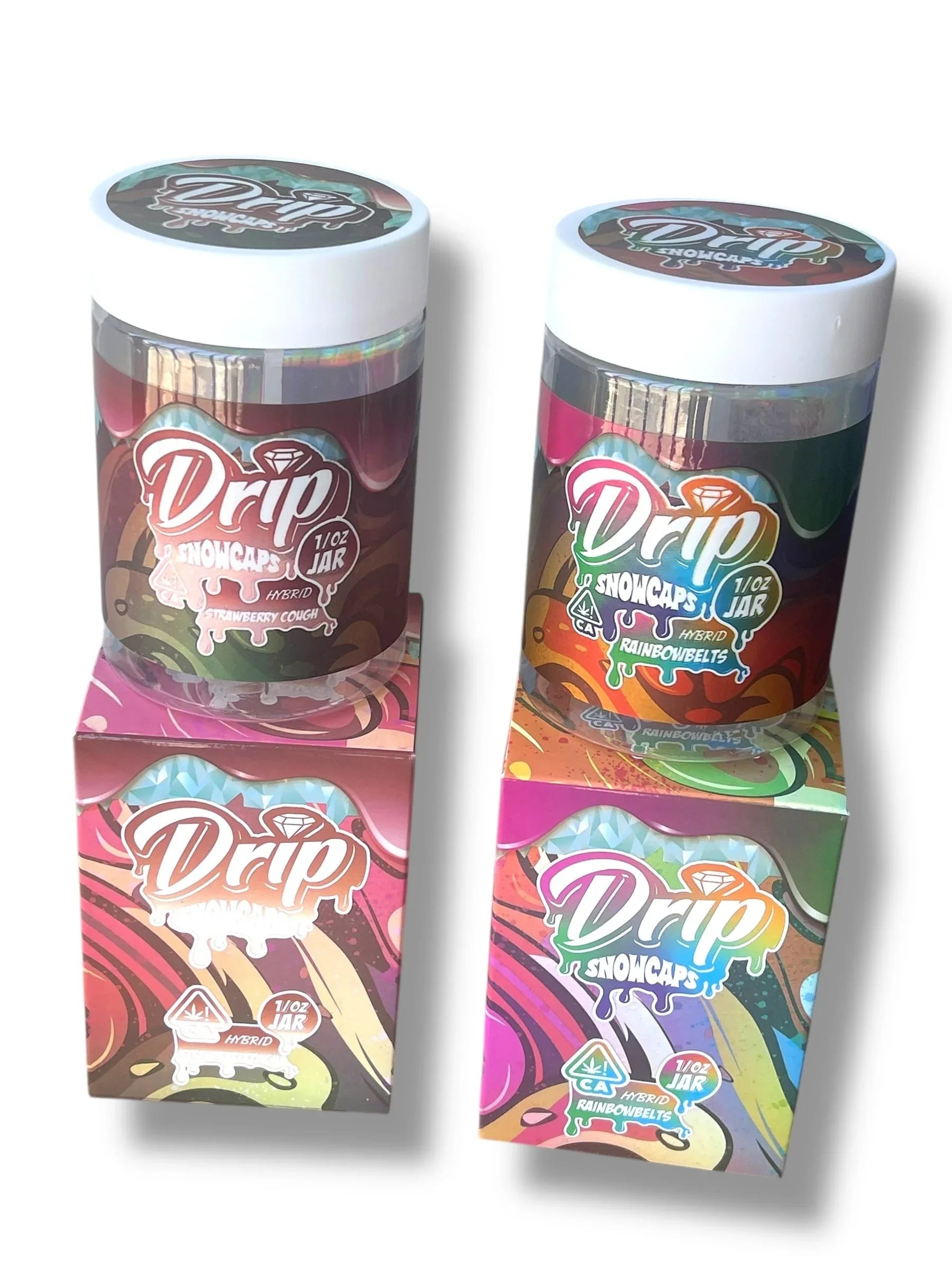 Drip Snowcaps 16-1oz Plastic Jars - Varity Pack 16 Flavors in box 1 pound with outer box Empty Jars - Black Unicorn Hub