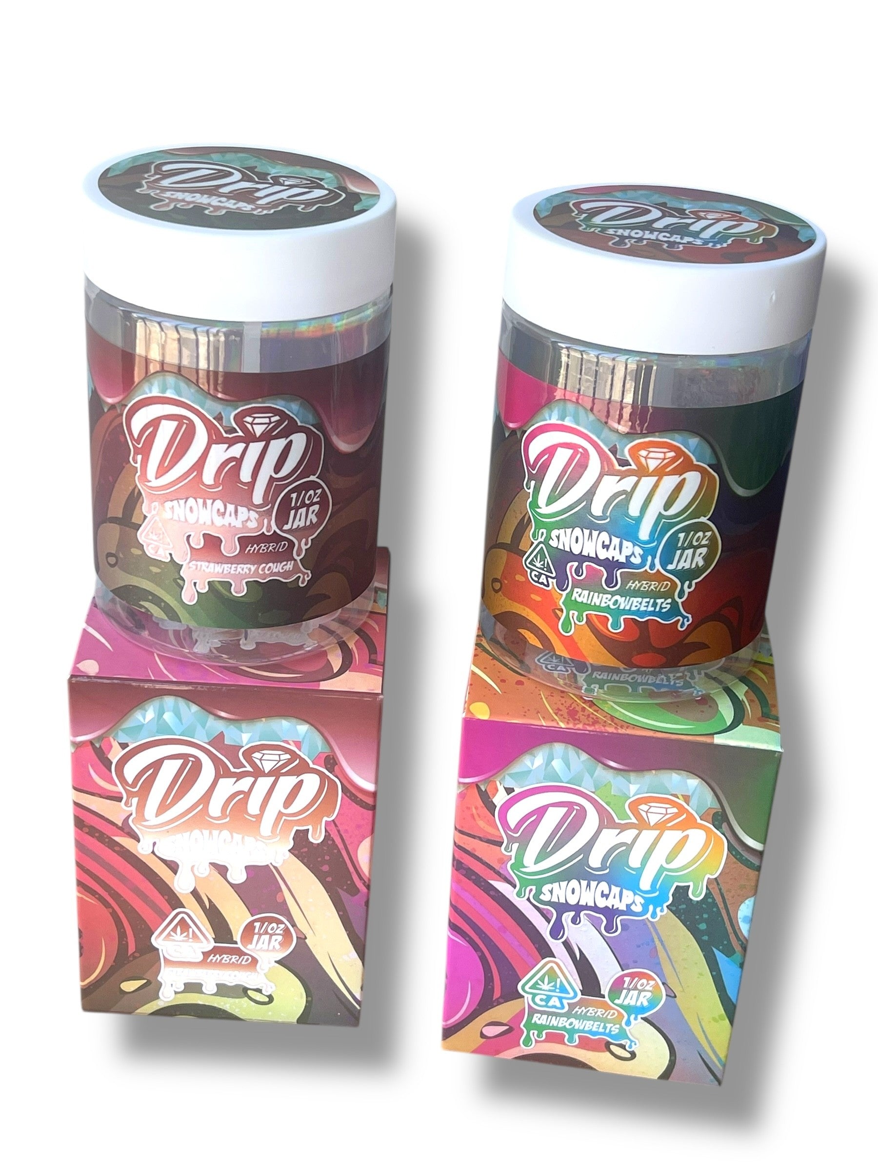 Drip Snowcaps  16-1oz Plastic Jars - Varity Pack 16 Flavors in box 1 pound with outer box Empty Jars