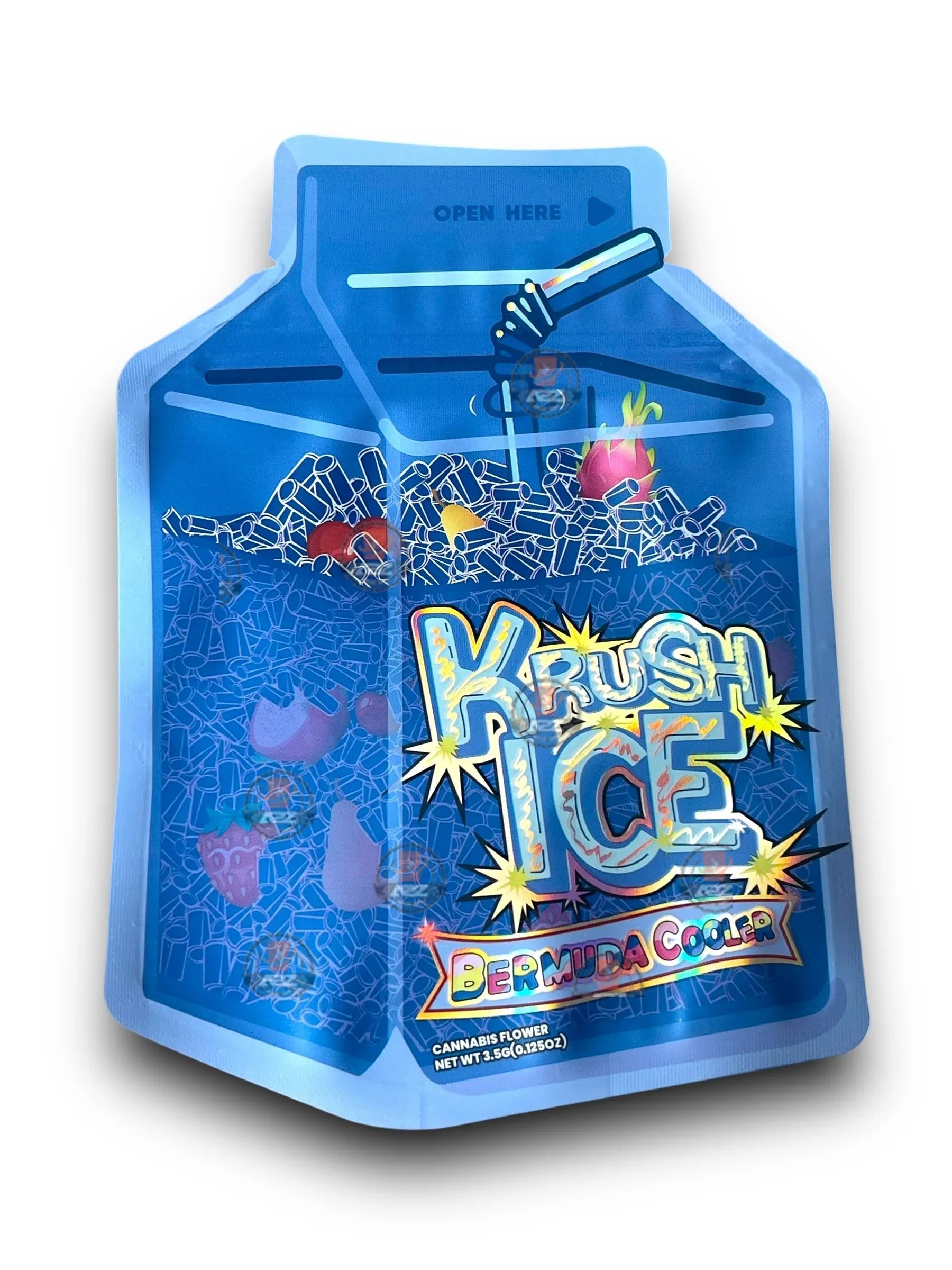 Krush Ice Bermuda Cooler Mylar Bags 3.5g Packaging Holographic - Black Unicorn Hub