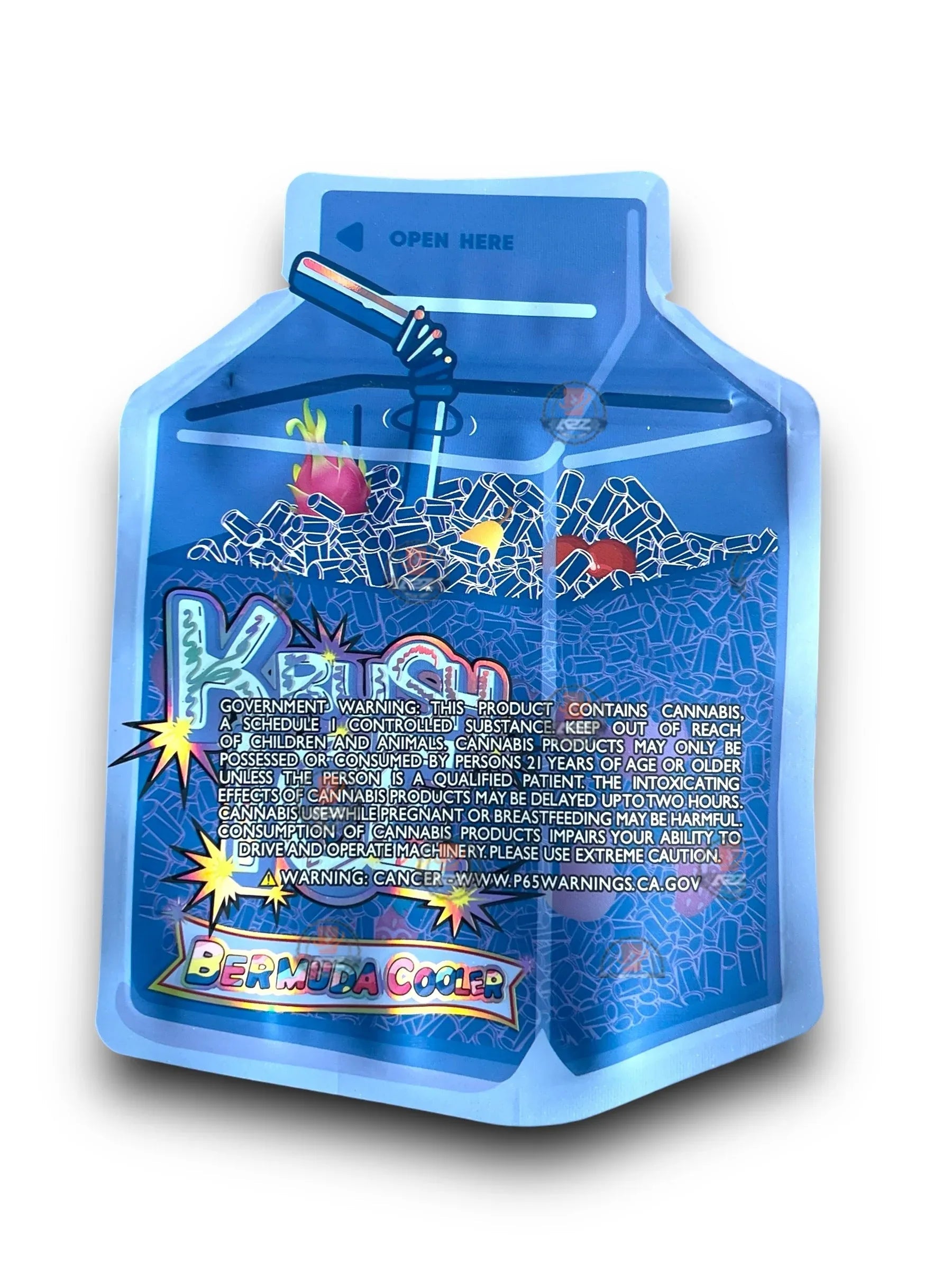 Krush Ice Bermuda Cooler Mylar Bags with Boxes 3.5g Box Packaging Holographic - Black Unicorn Hub