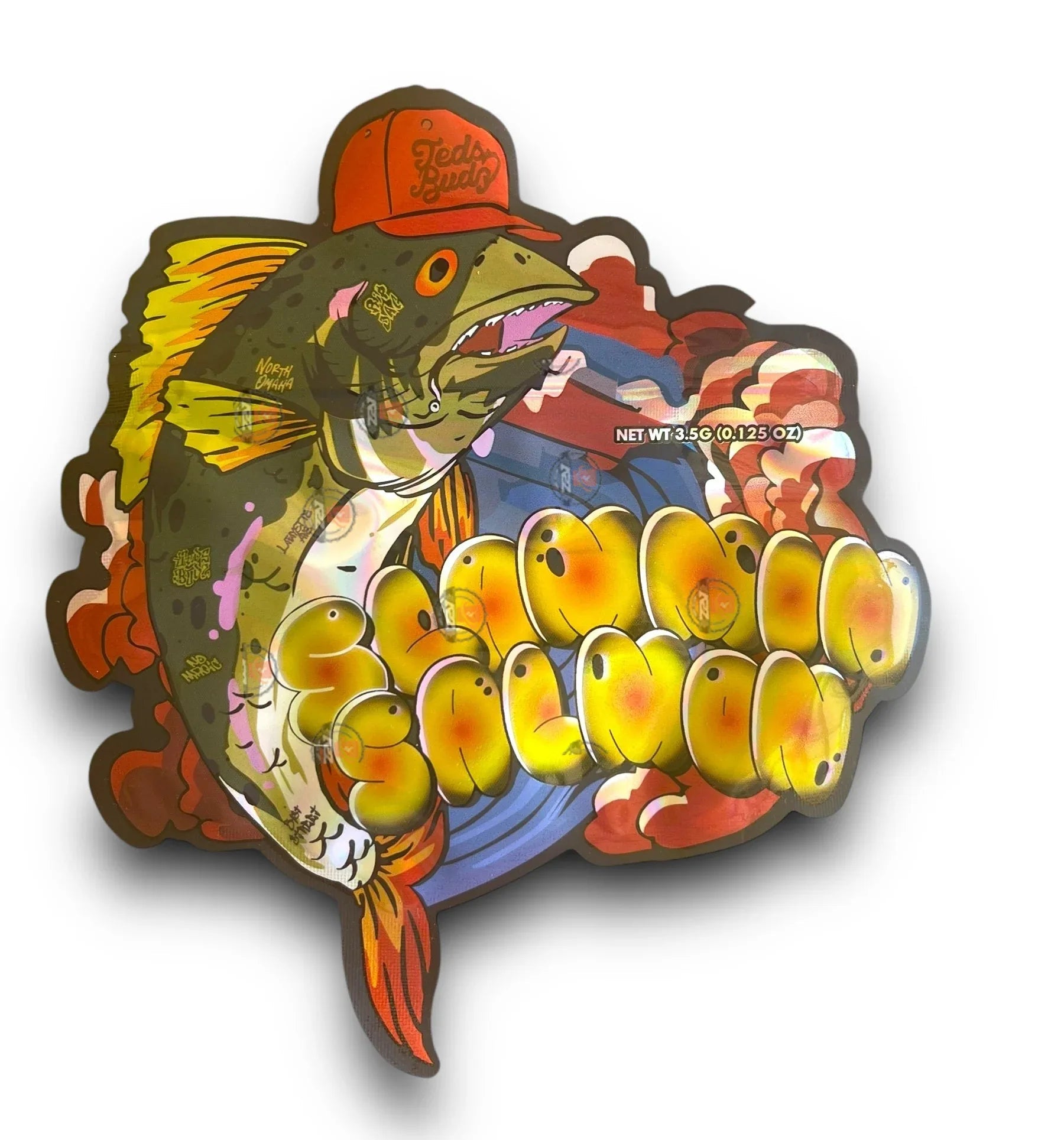 Teds Budz Slammin Salmon Mylar Bags 3.5g Holographic - Black Unicorn Hub