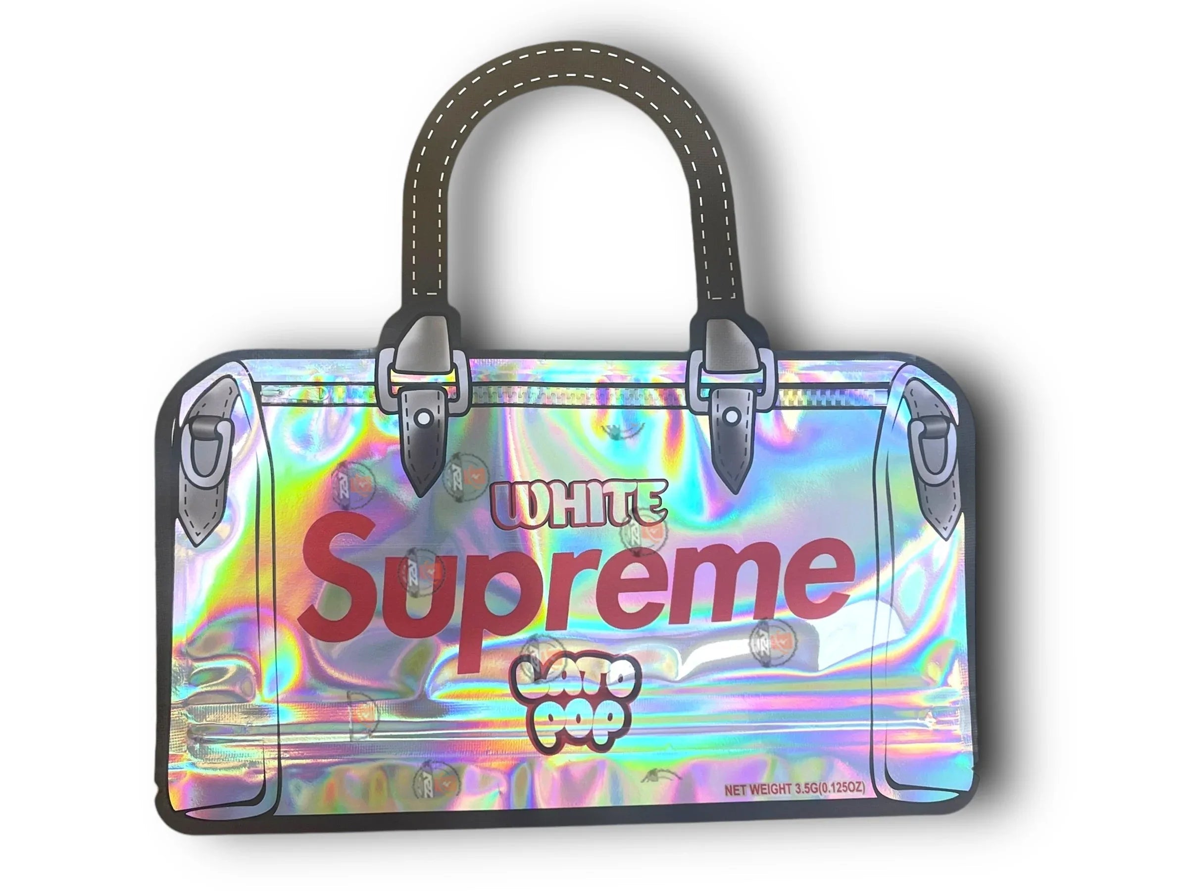 White Supreme Lato Pop Mylar Bags 3.5g Holographic - Black Unicorn Hub